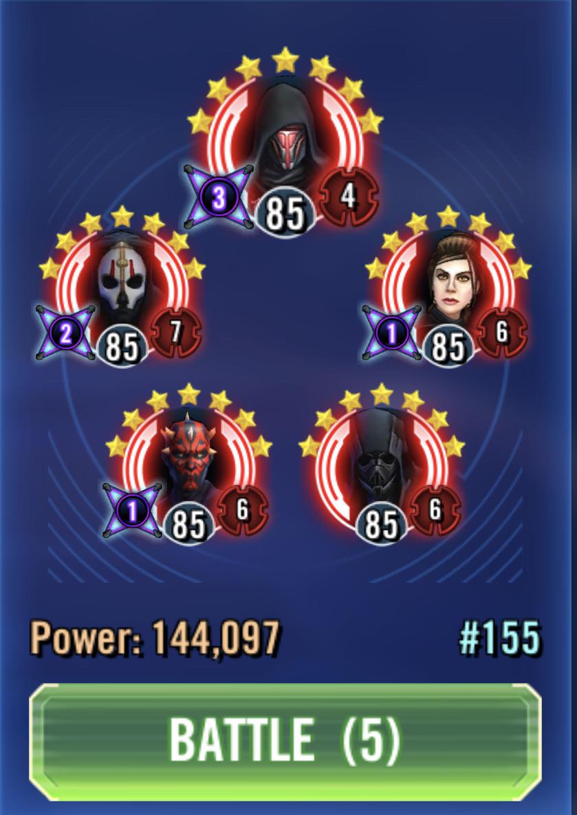 Interesting Darth Revan team SWGalaxyOfHeroes