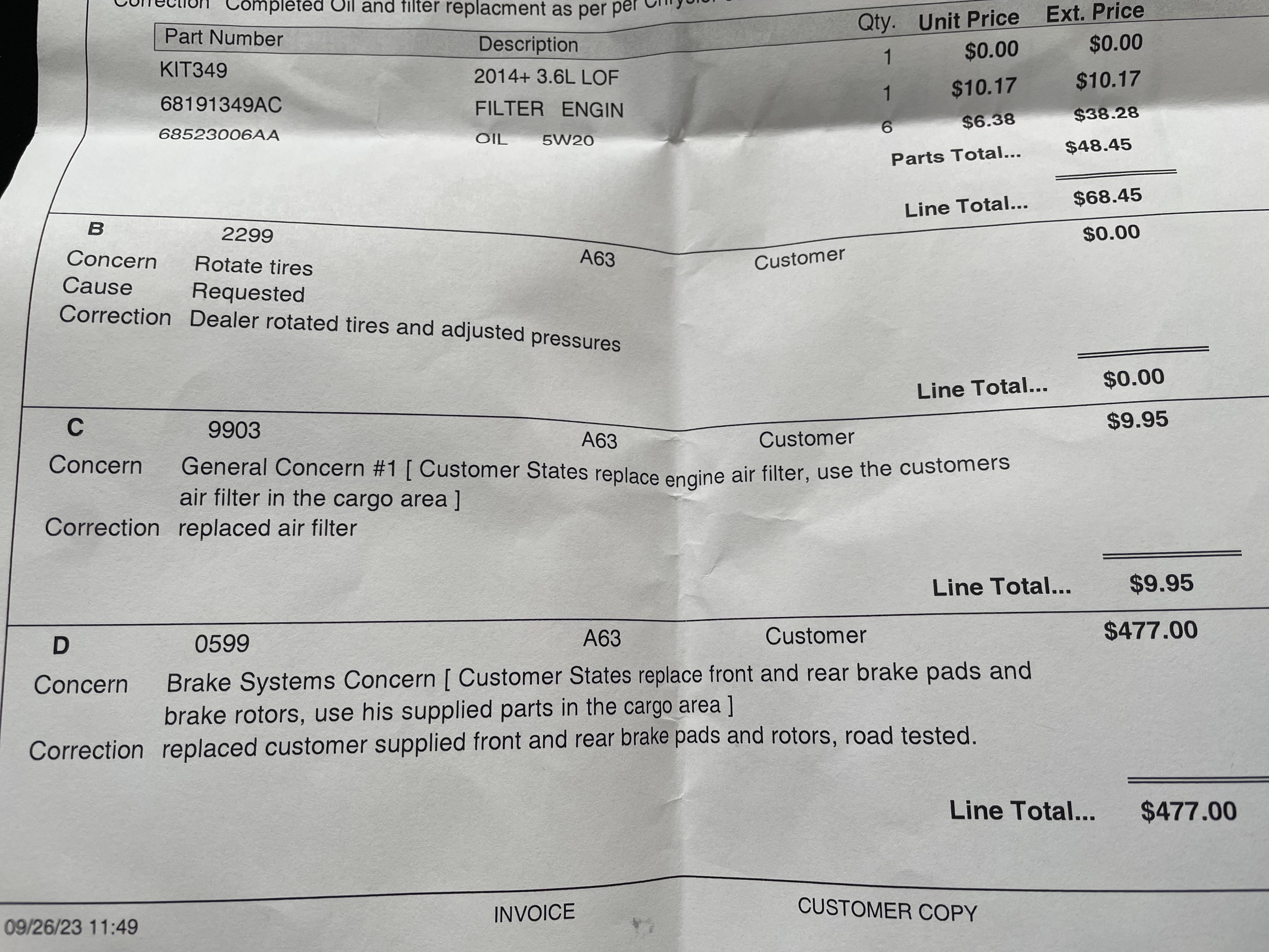 Is this a fair price? Or did I get overcharged? r/AskAMechanic