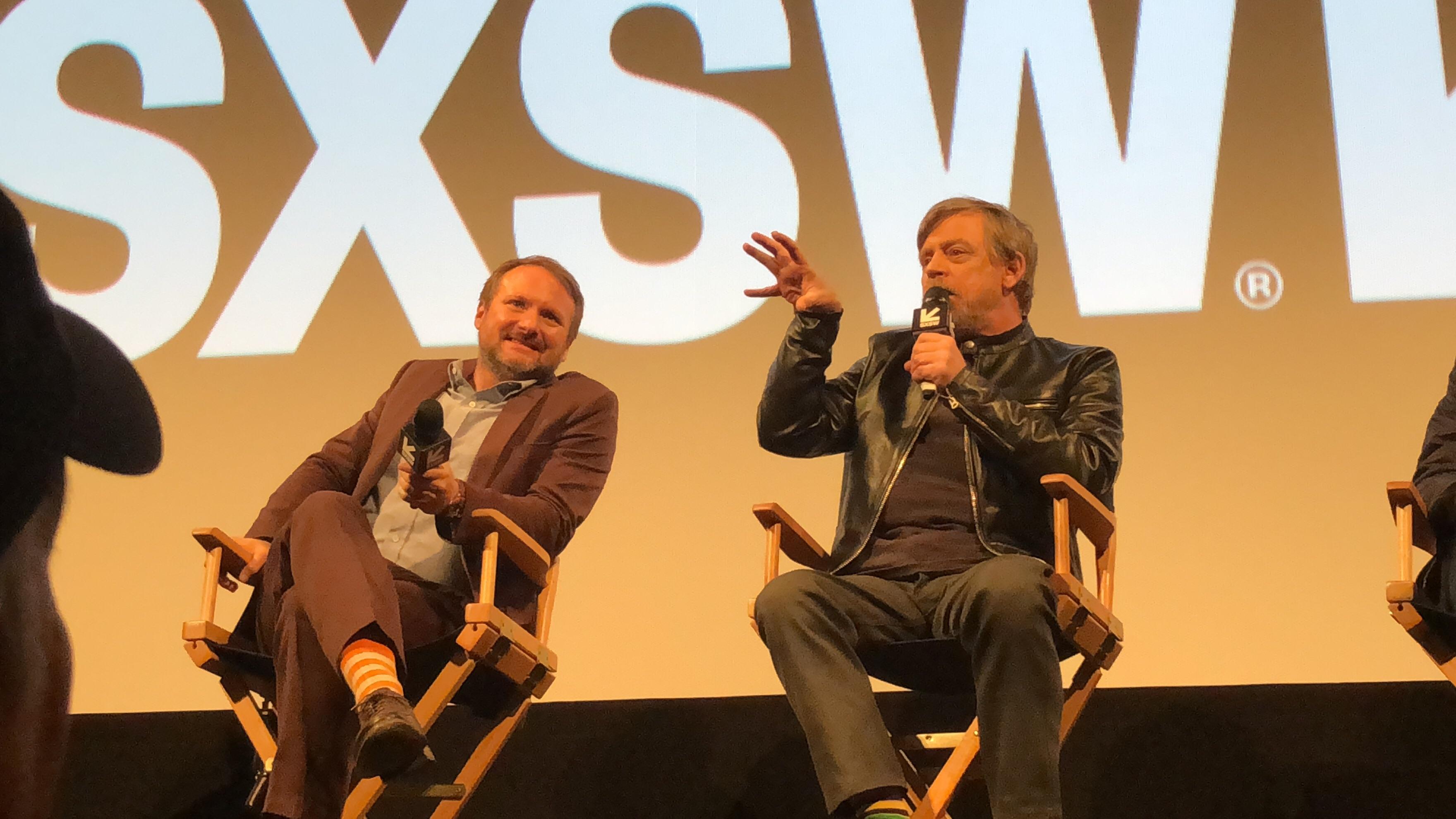 Rian Johnson and Mark Hamill at SXSW 2018 for premiere of “The Director