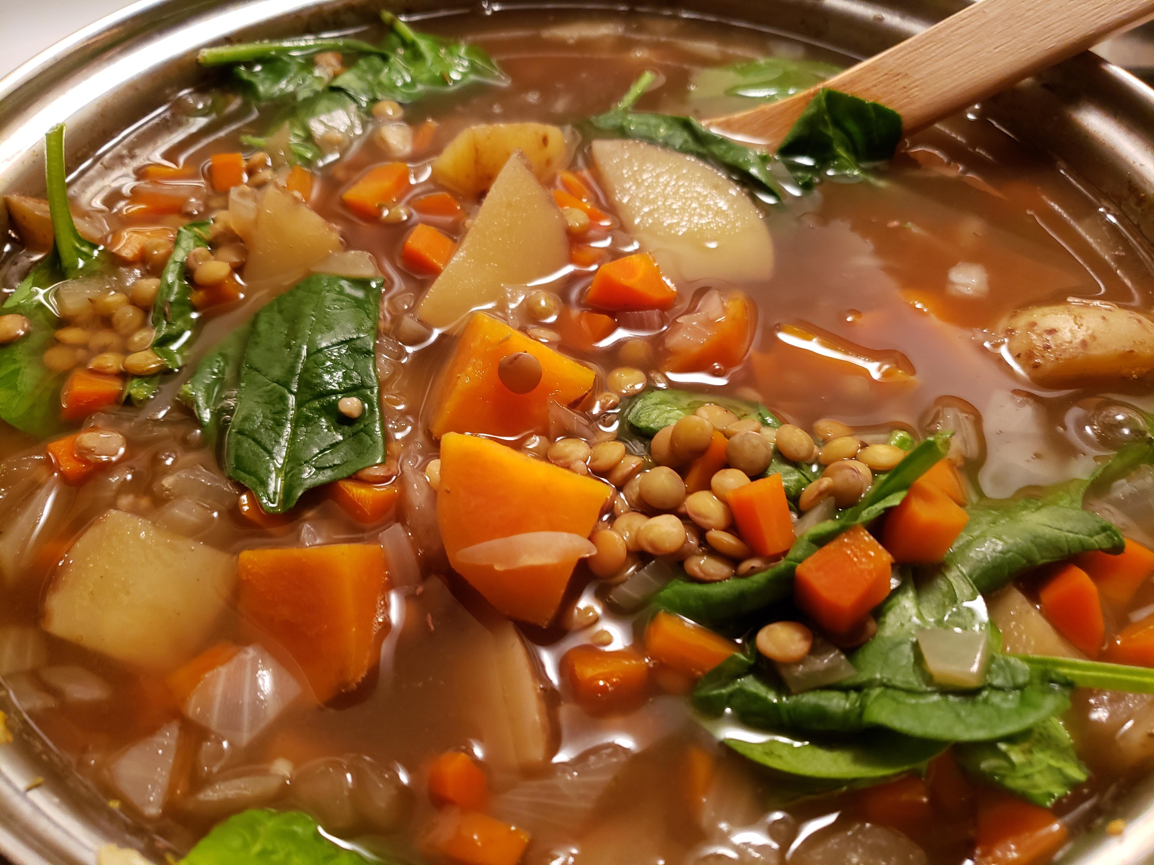 yummy potato lentil soup r/veganrecipes