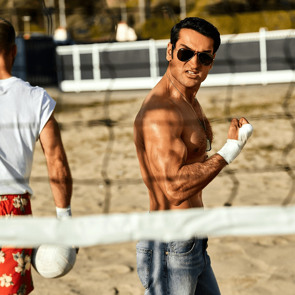 Oh lawd, Kumail recreated the Top Gun volleyball scene. I basically