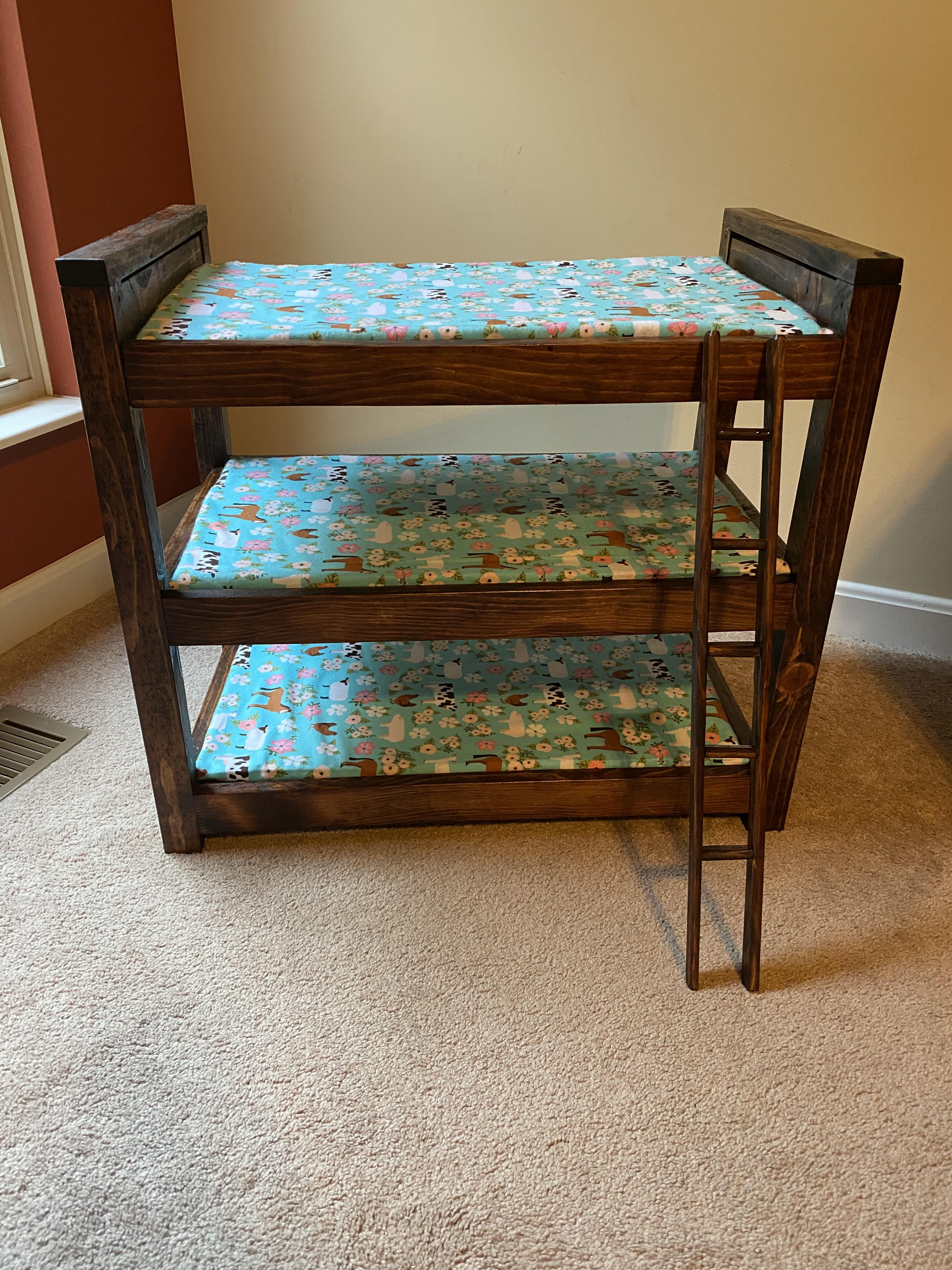 Made a little doll bunk bed and ladder for my niece. First time doing