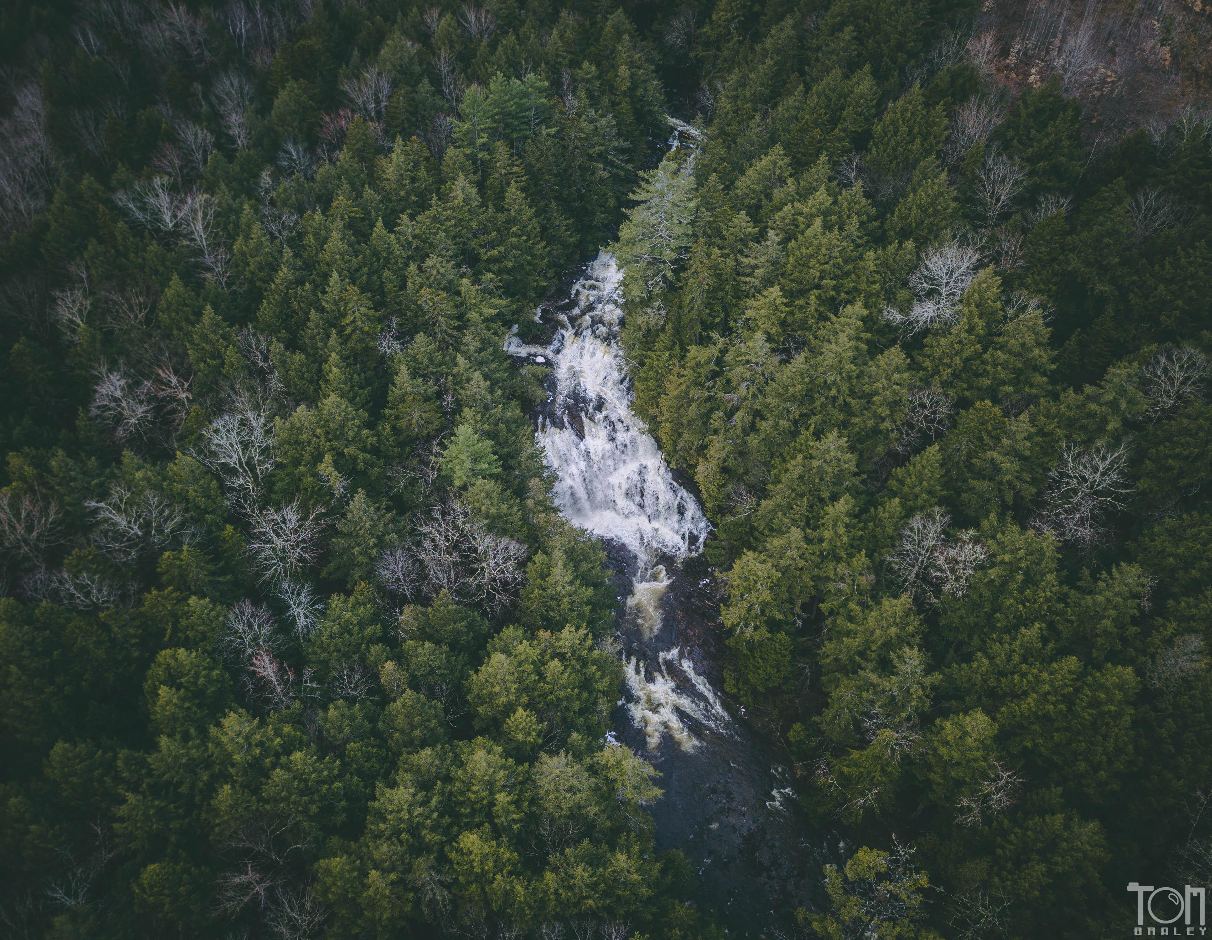 Aerial view of Houston Brook Falls Pleasant Ridge, ME [OC] *Bonus