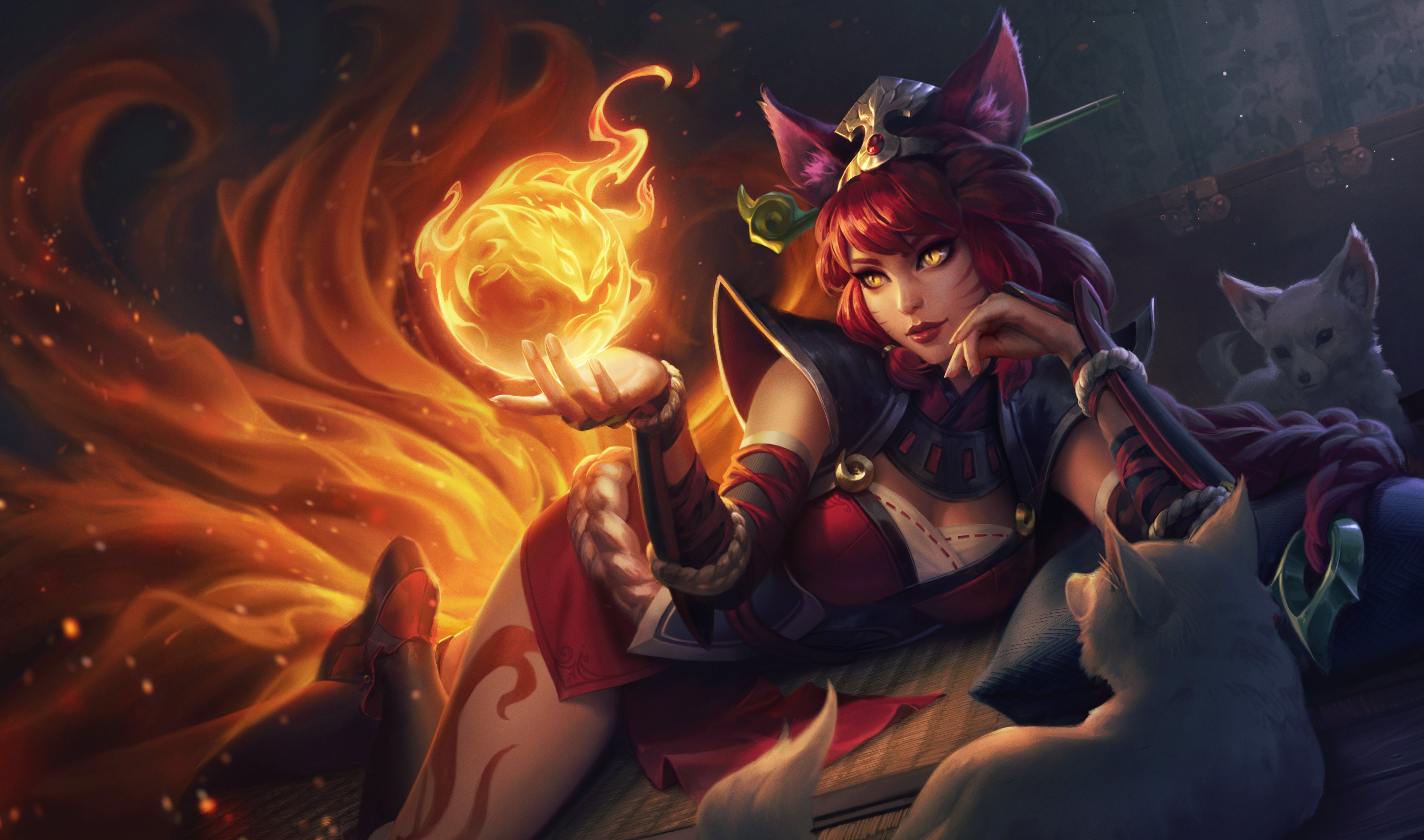 High quality of the new FoxFire Ahri SplashArt (4096x2417) r/AhriMains