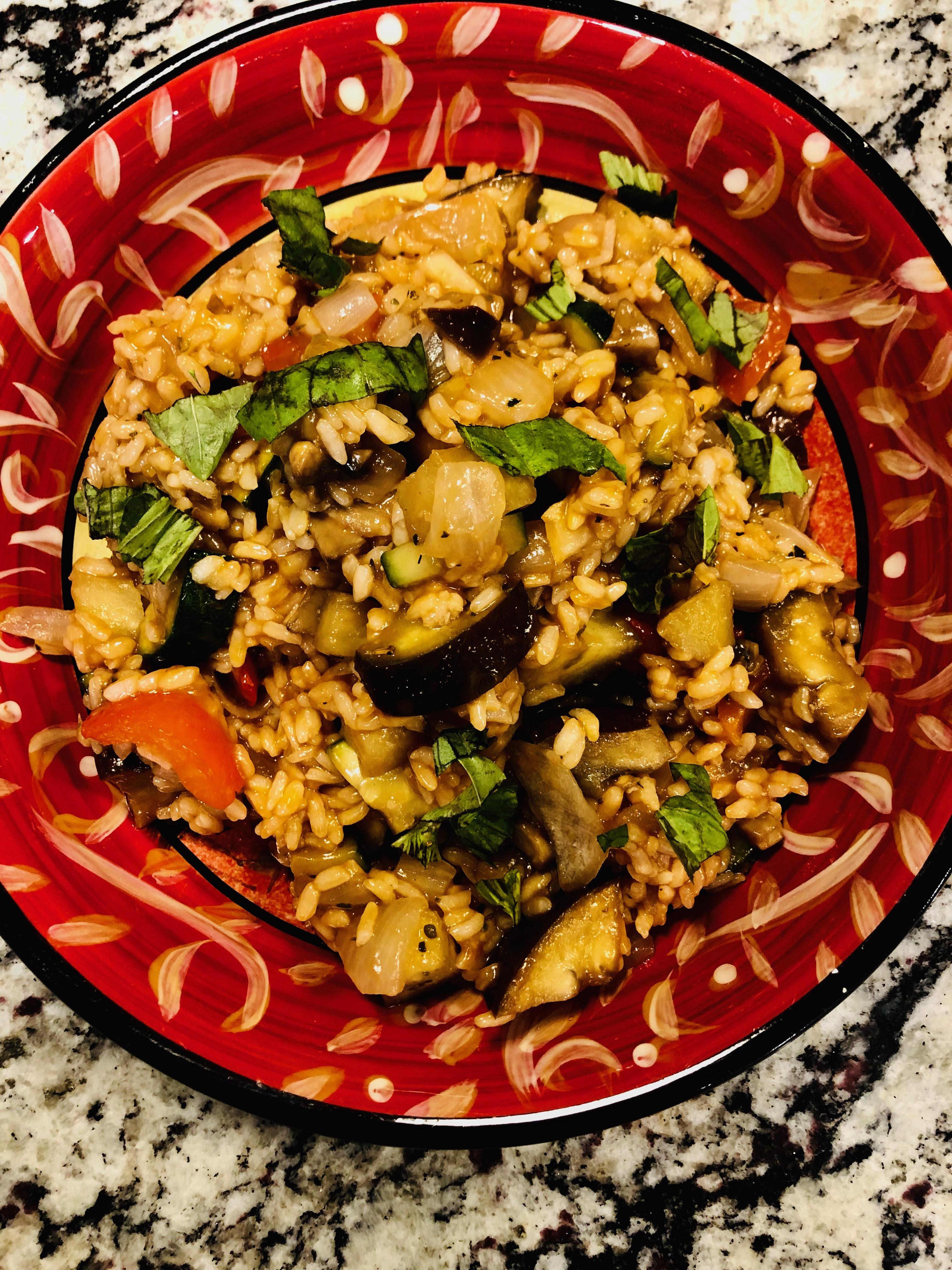 Ratatouille risotto yum! r/vegetarian