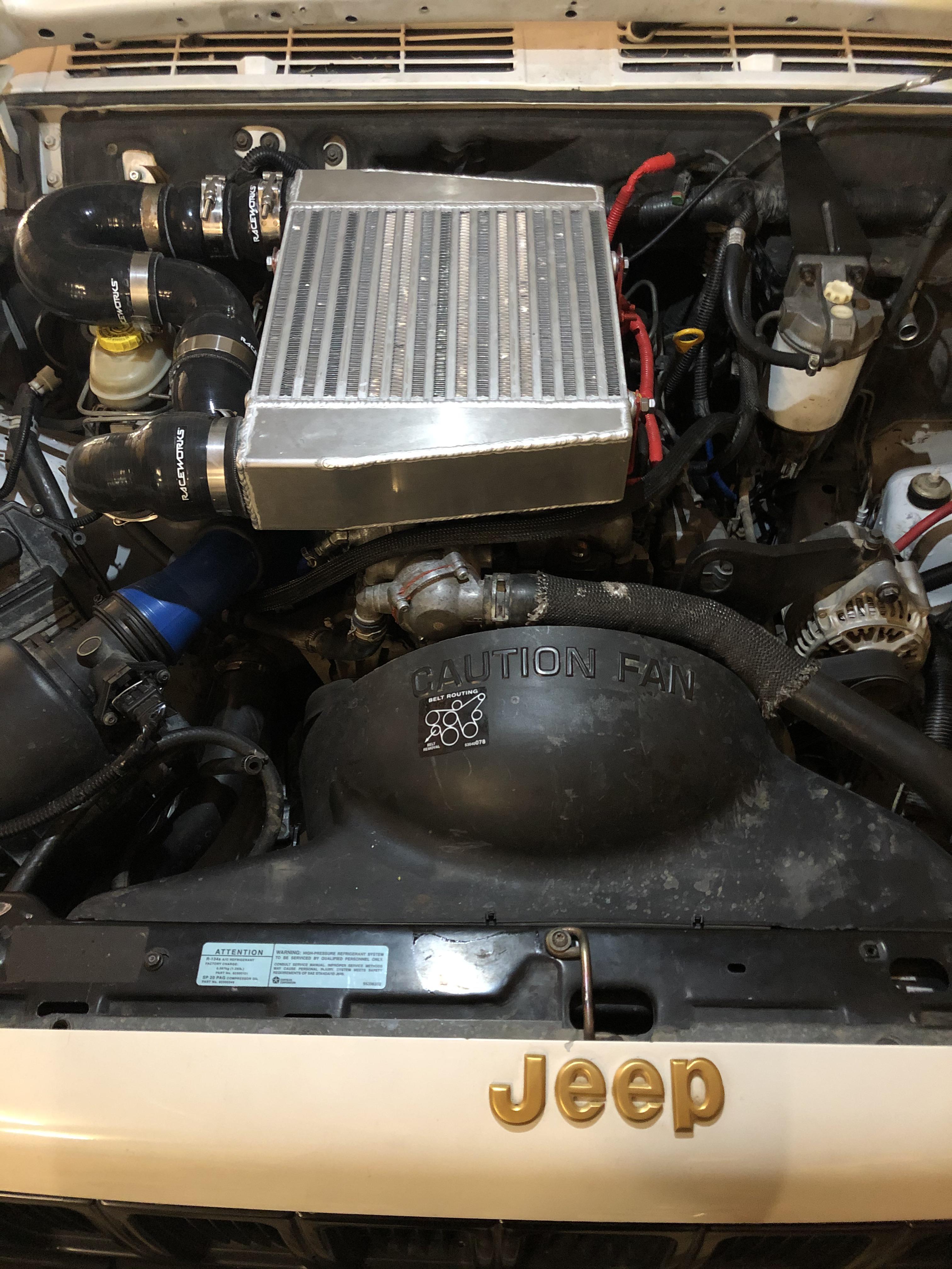 My custom top mount intercooler off a Nissan td42 patrol for my 1998 2