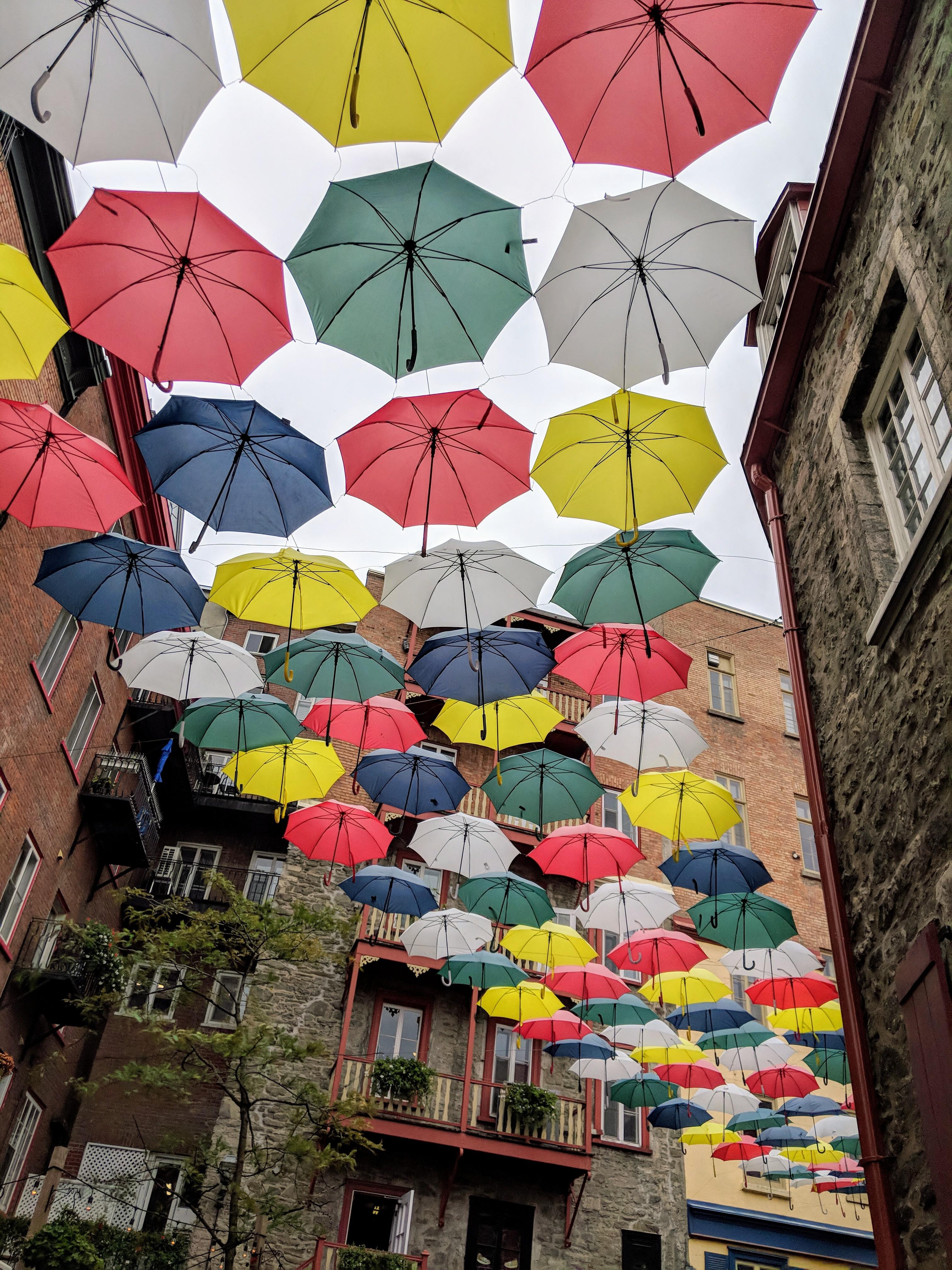 A grey day in Umbrella Alley, Quebec City r/pics