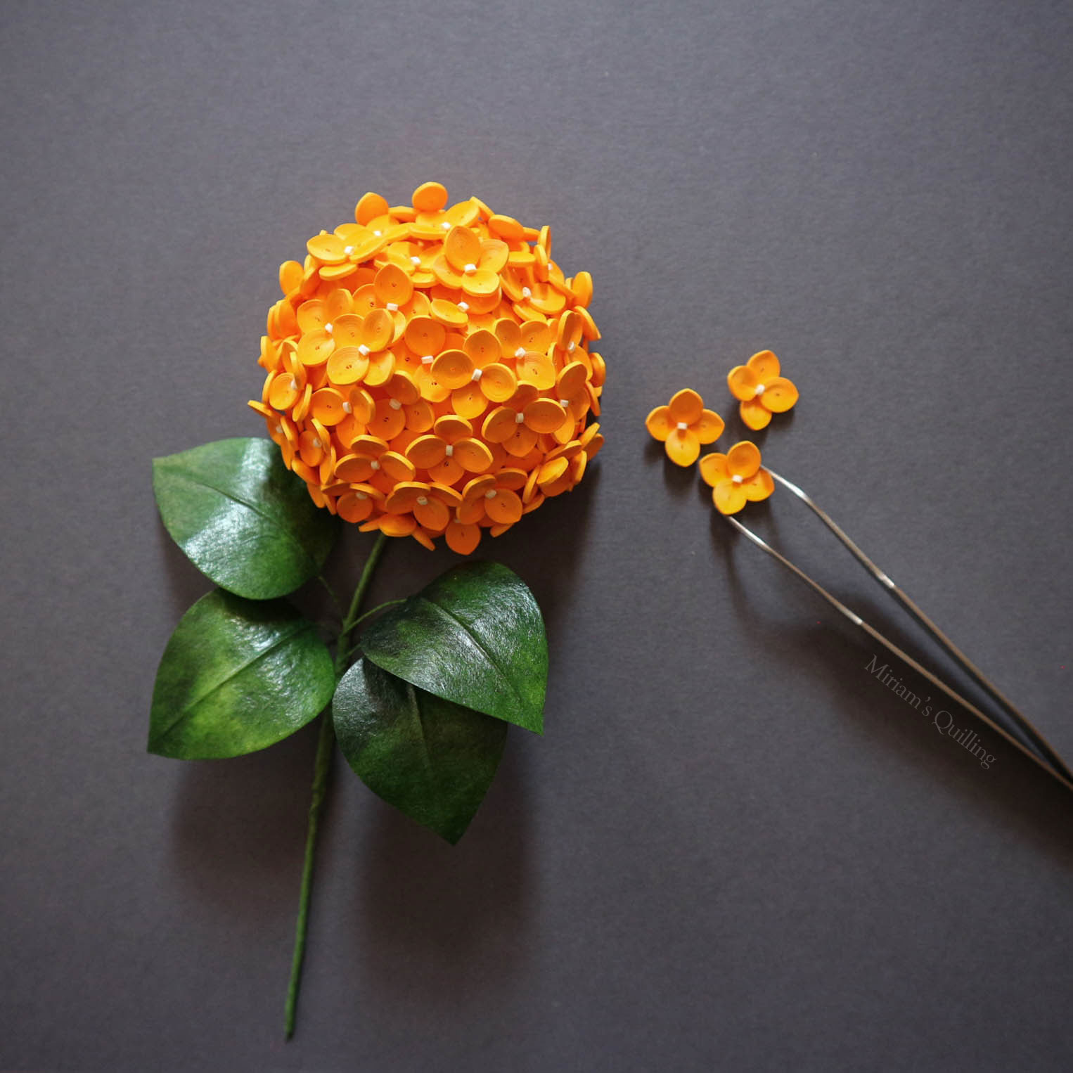 I made this paper hydrangea in the Quilling technique. r/papercraft