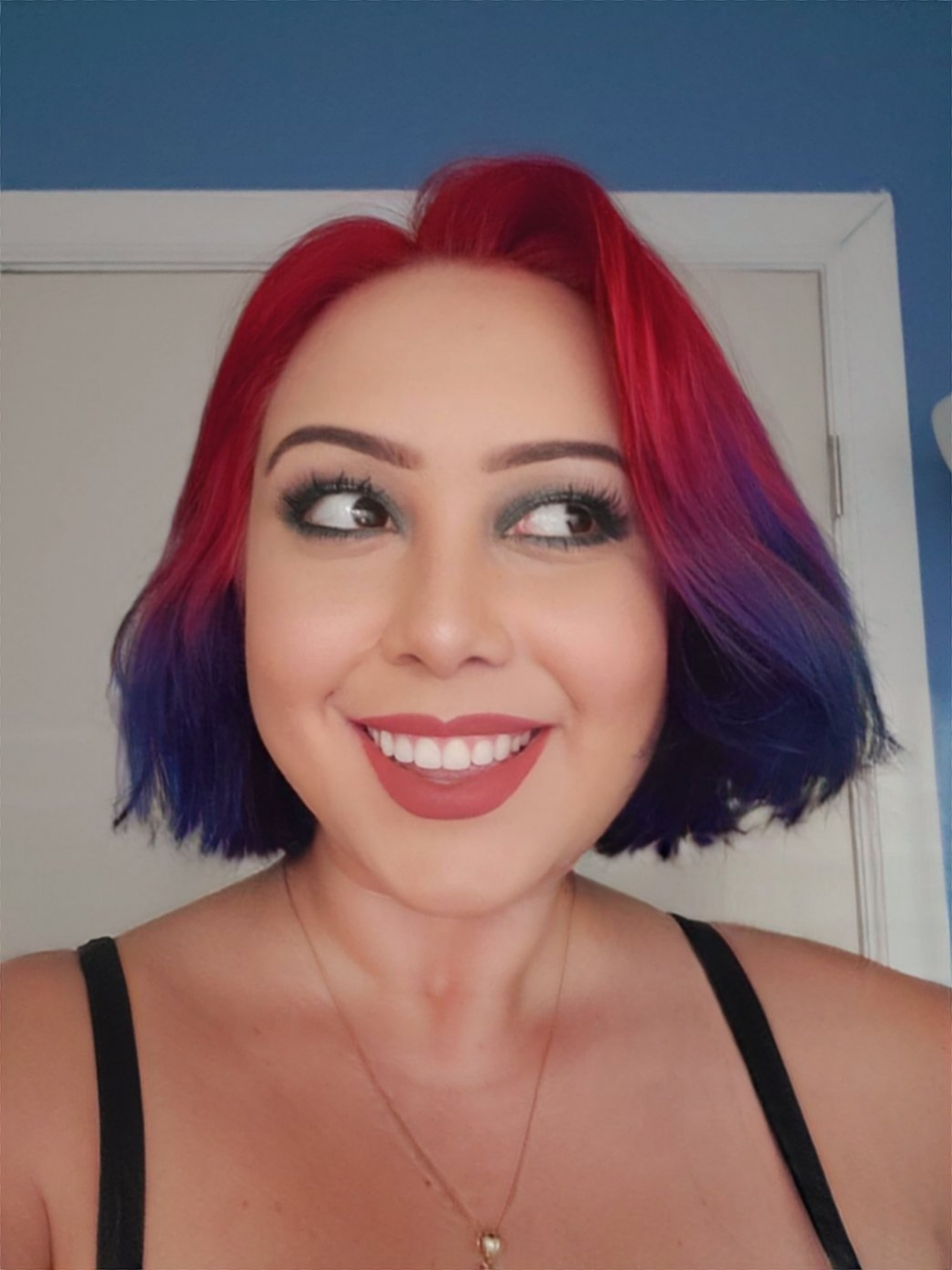 Iroiro hair dye in 100 Dark Red and 45 Deep Blue, make for a really