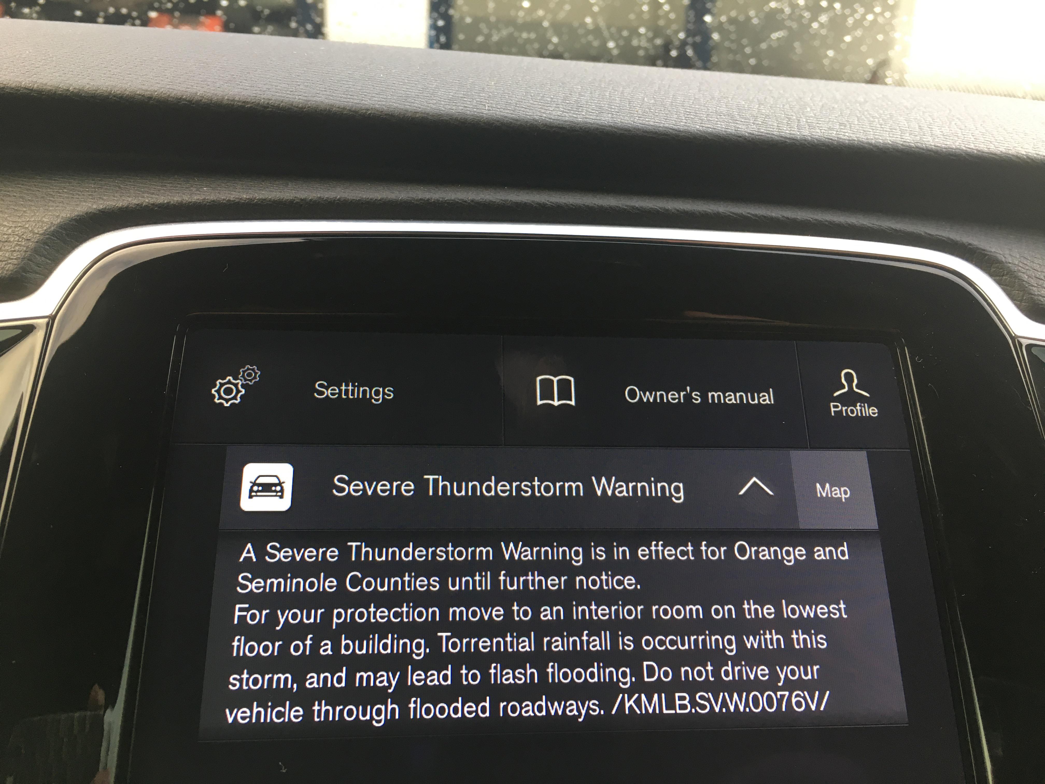 Some newer vehicles, such as this Volvo XC90, display emergency alerts