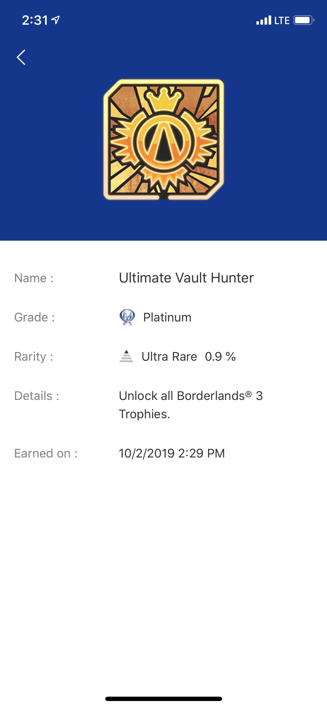 [Borderlands 3] Platinum 31. Under the 1 r/Trophies
