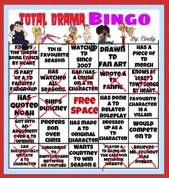Decided To Jump On The Bingo Bandwagon r/Totaldrama