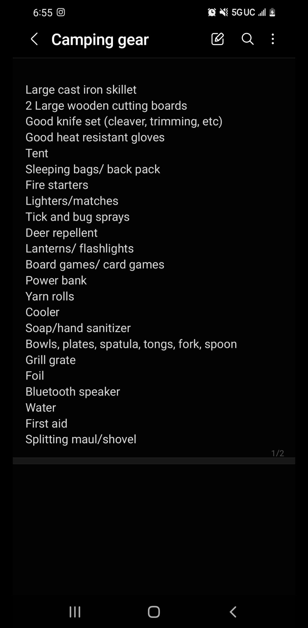 Camping gear list camping