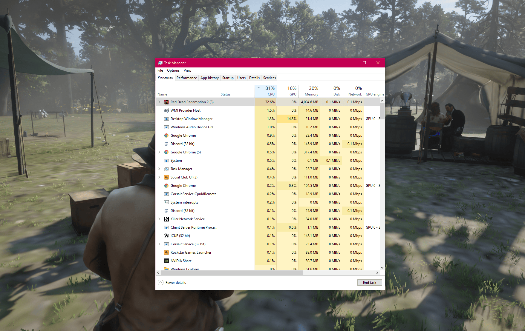 RDR2 PC not using ANY of my GPU usage, instead my Desktop Window