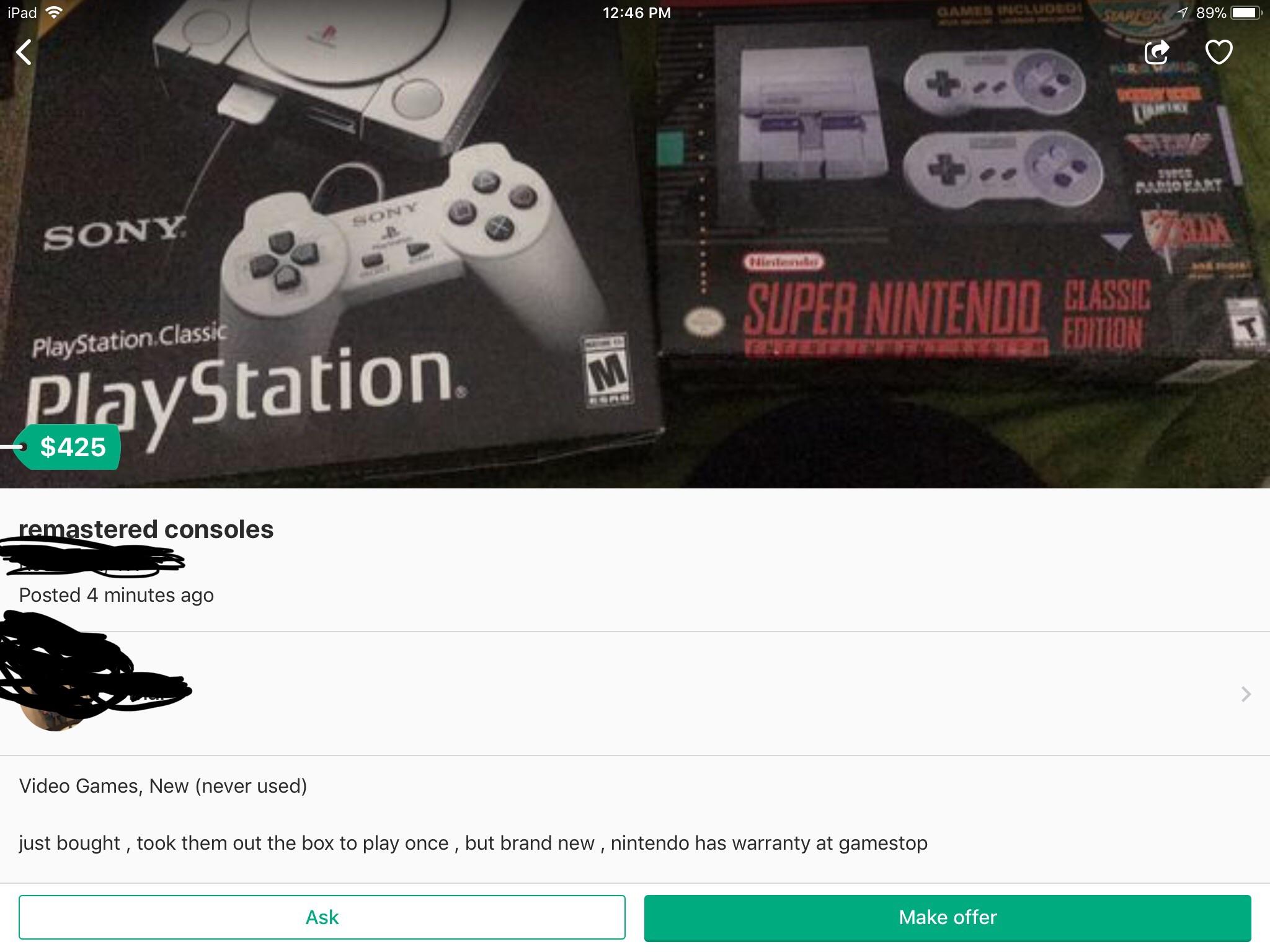 425 for two used game consoles..... r/delusionalcraigslist