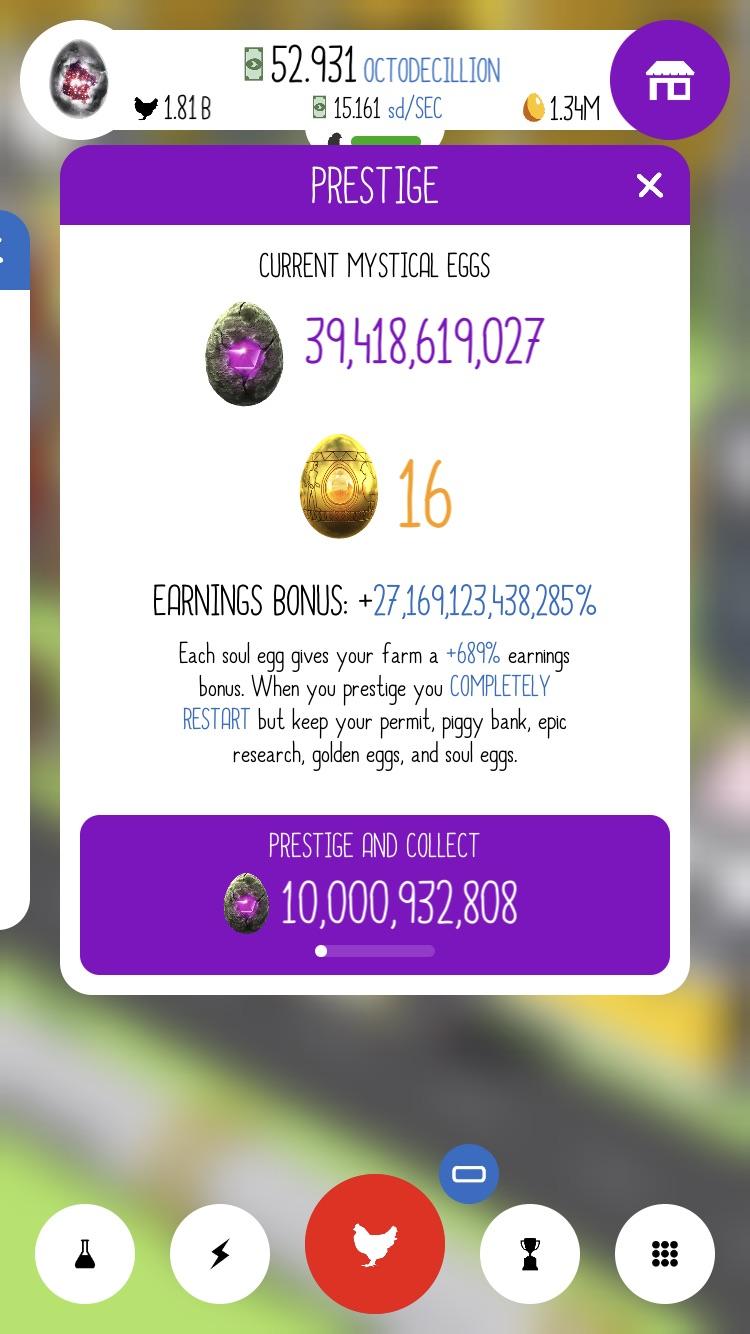 Most soul eggs I’ve ever gotten from a prestige. Quite happy. r/EggsInc