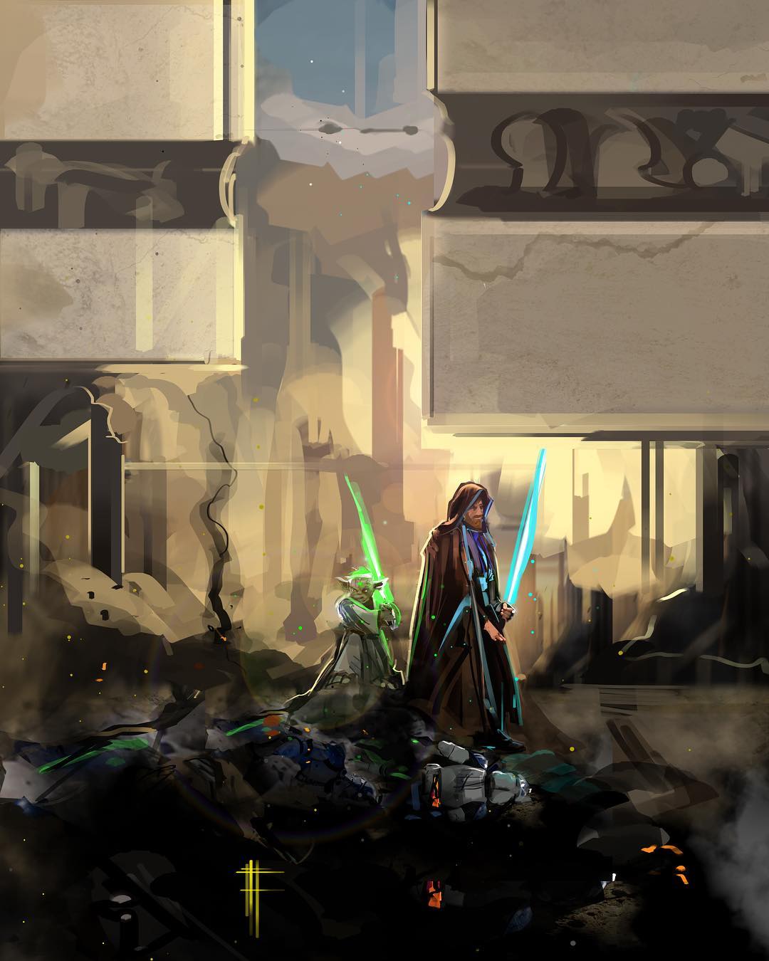 Yoda & ObiWan vs. the 501st by Eli Hyder r/StarWars