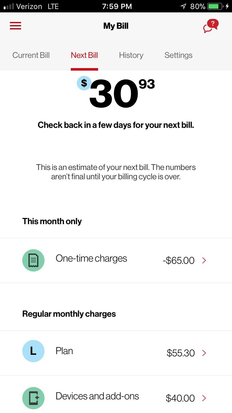 Negative Access Adjustment charge? r/verizon