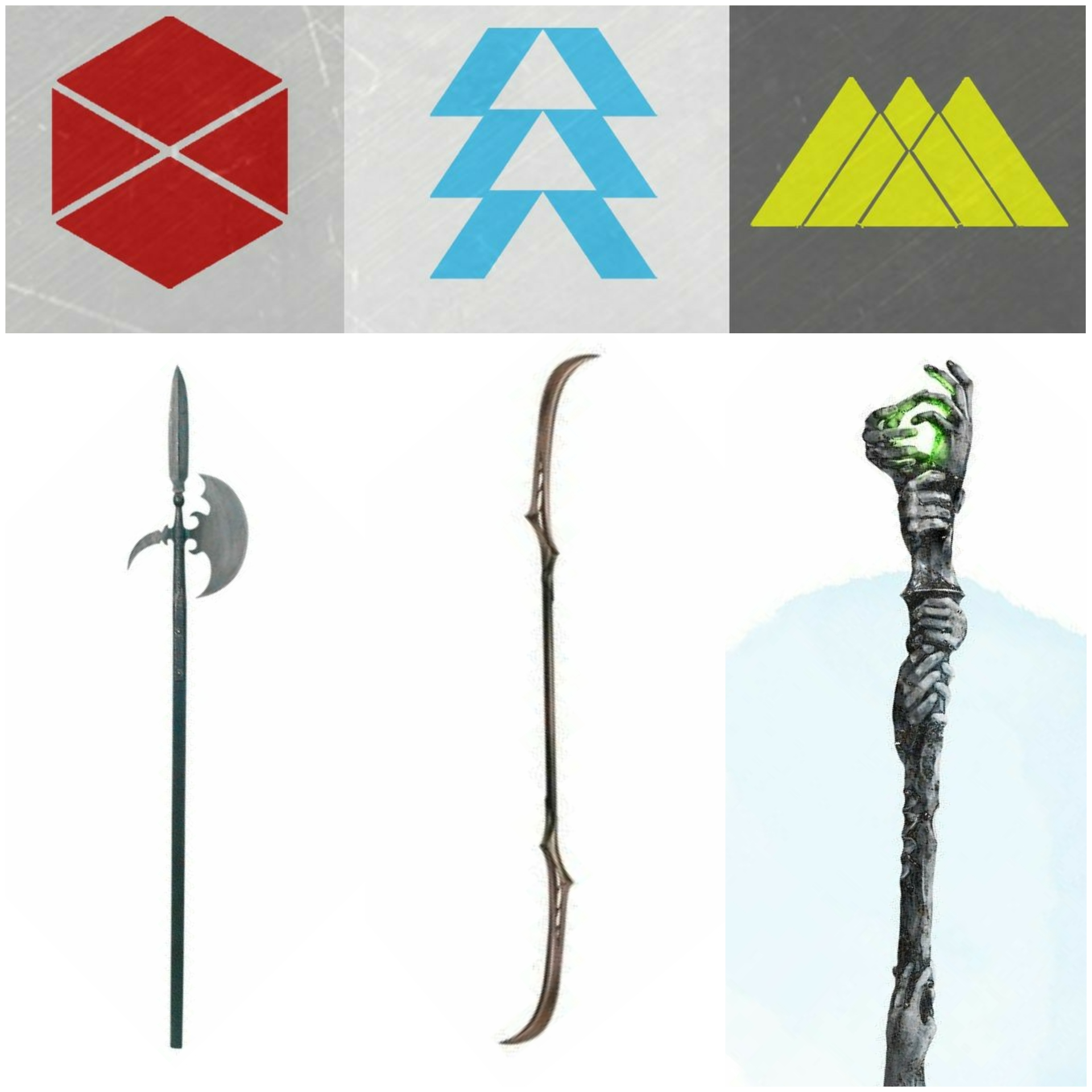 New Heavy Melee Weapon Ideas. Titan Halberd, Hunter 2x Bladed Staff, Warlock Spellcaster Staff