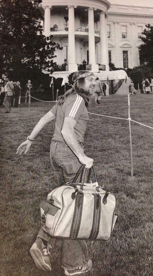 Willie Nelson visiting President Jimmy Carter at the White House back