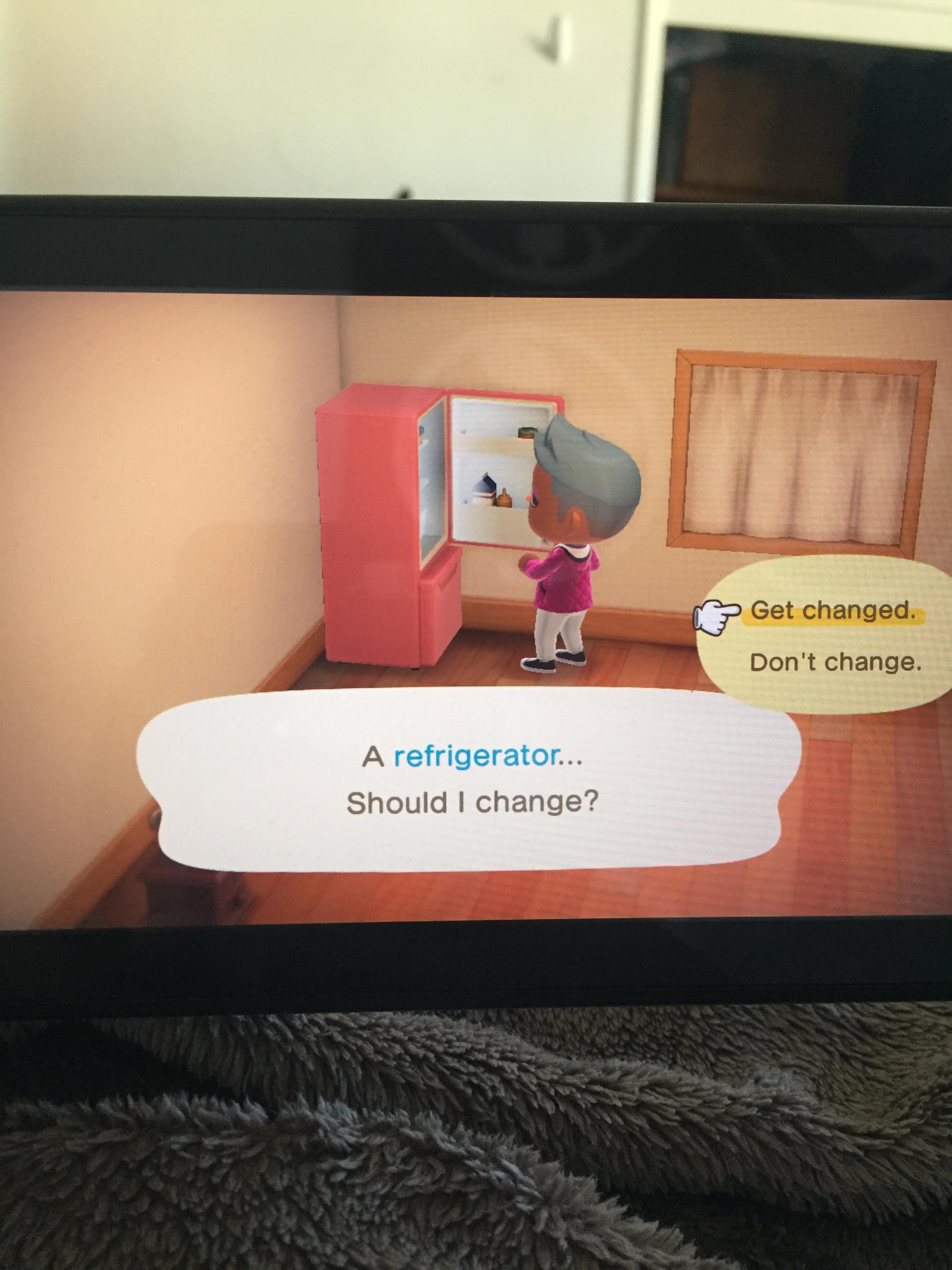 Food? Nah, I only keep clothes in the fridge. r/AnimalCrossing