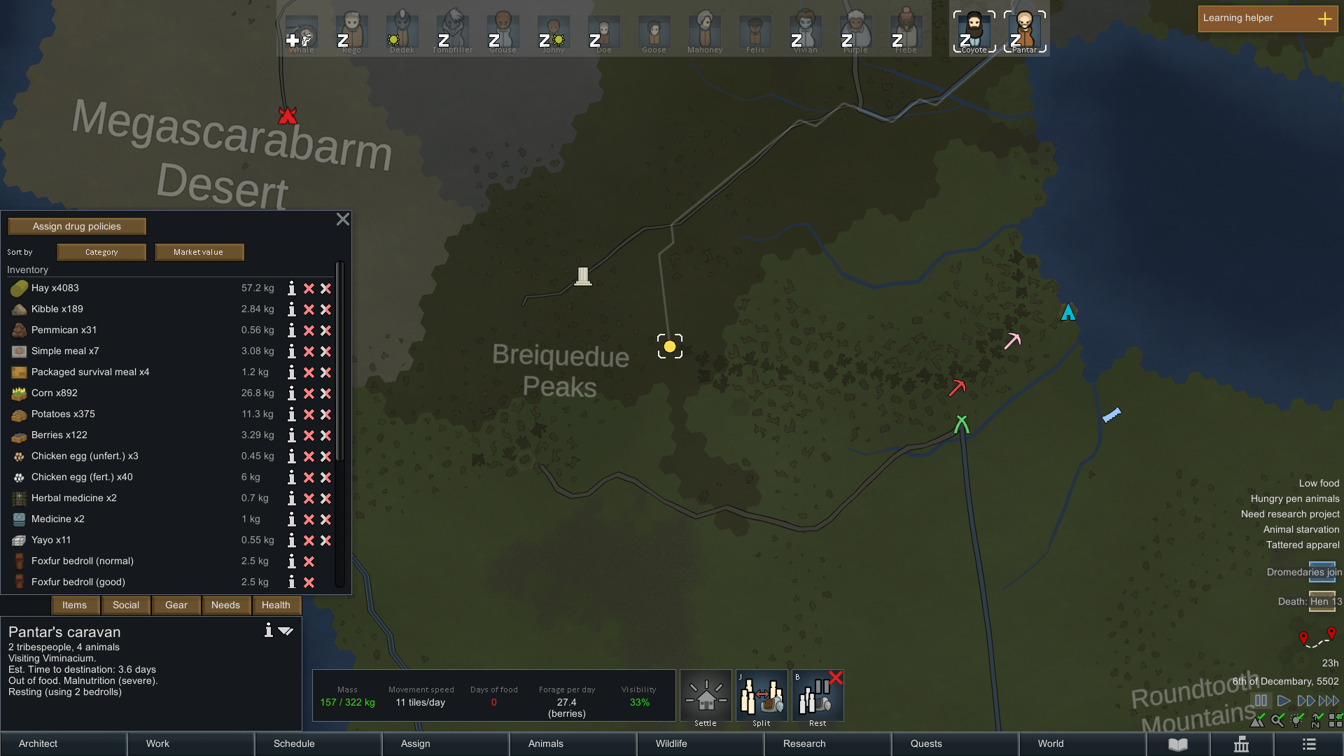 Caravan out of food when not out of food. They have no food