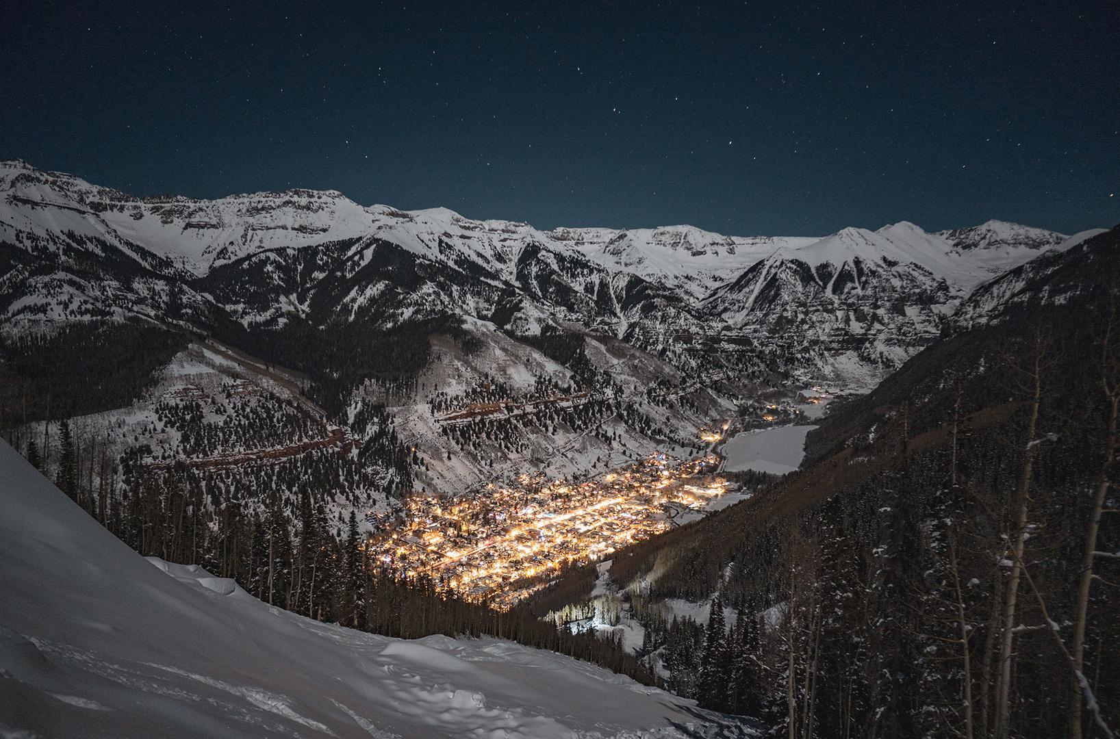 Looking Down Into Telluride on a Cold Night r/Colorado