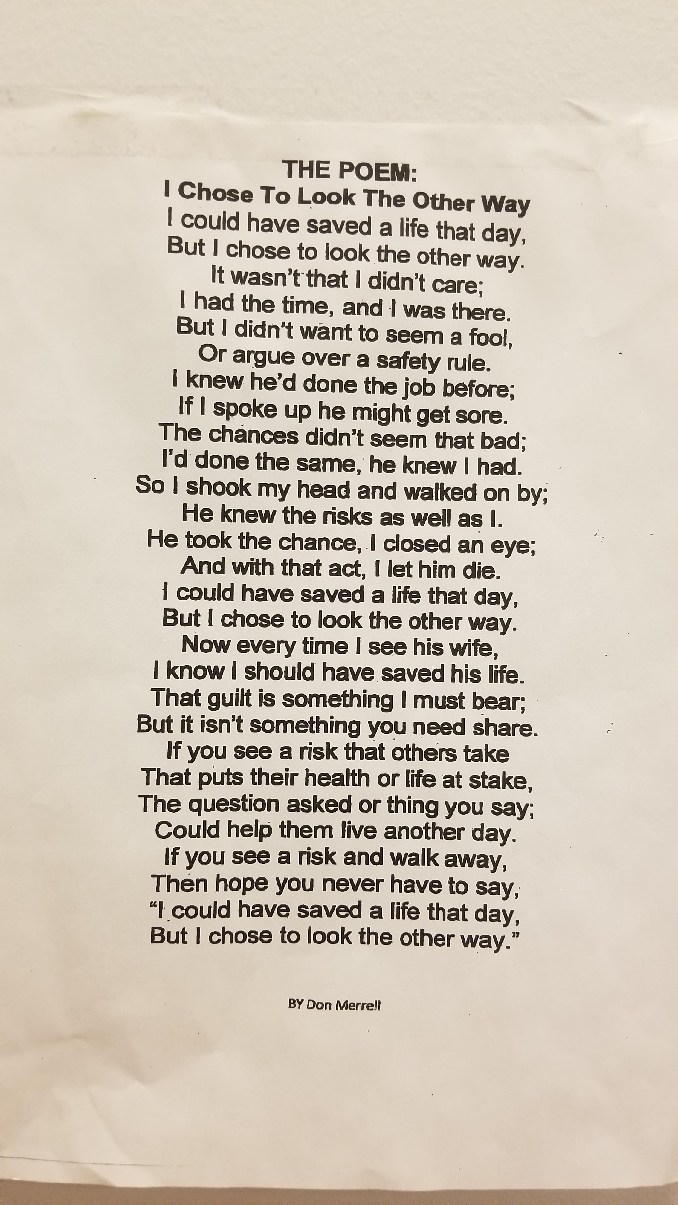 Safety Poem by Don Merrell r/OSHA
