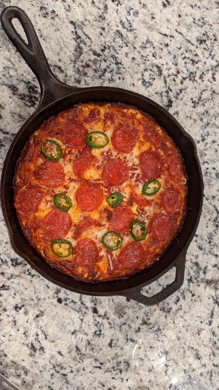 Finally made the King Arthur cast iron pizza. Reminds us of old school