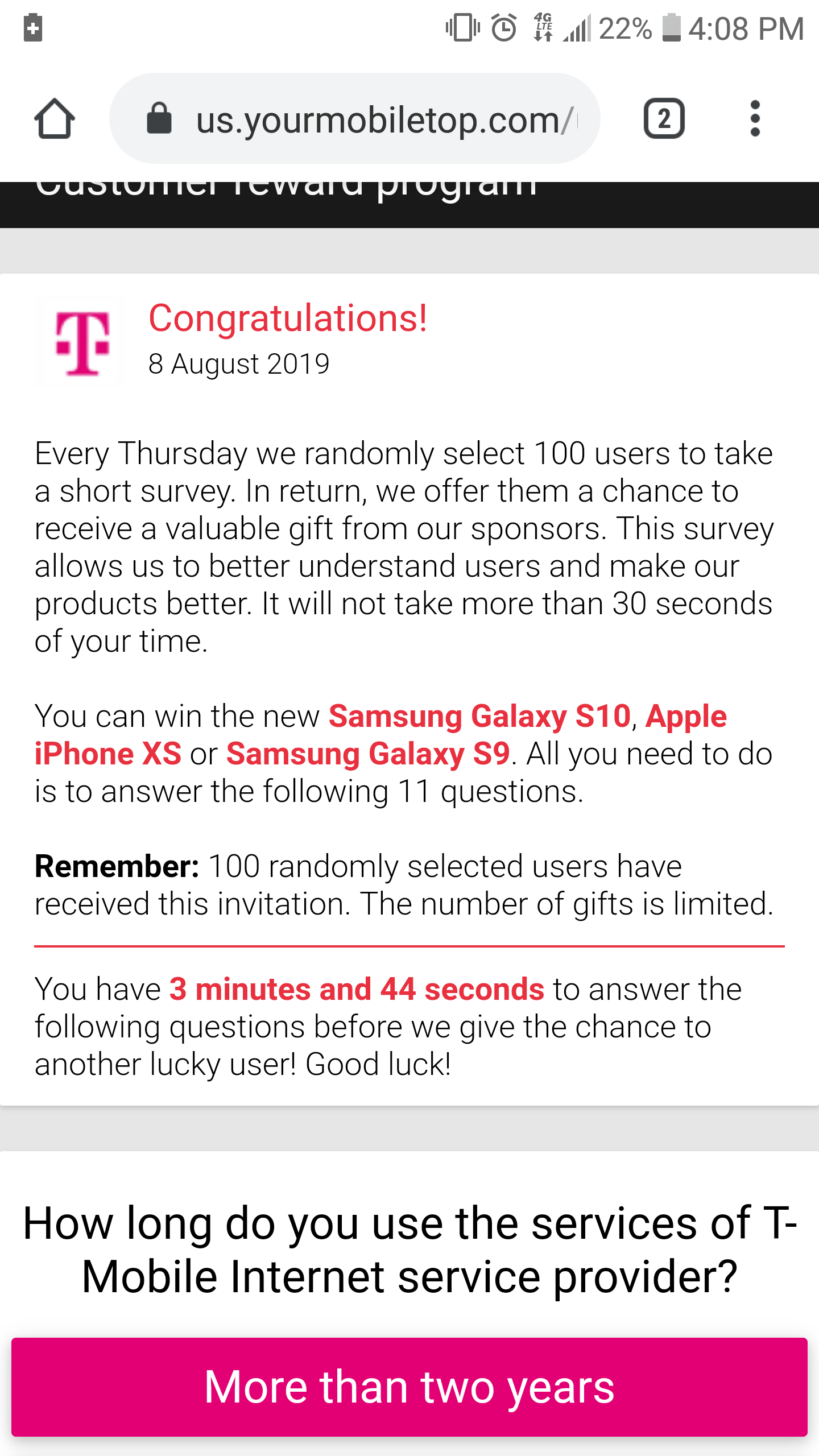 So I was browsing on chrome. Then it said I won a freephone from