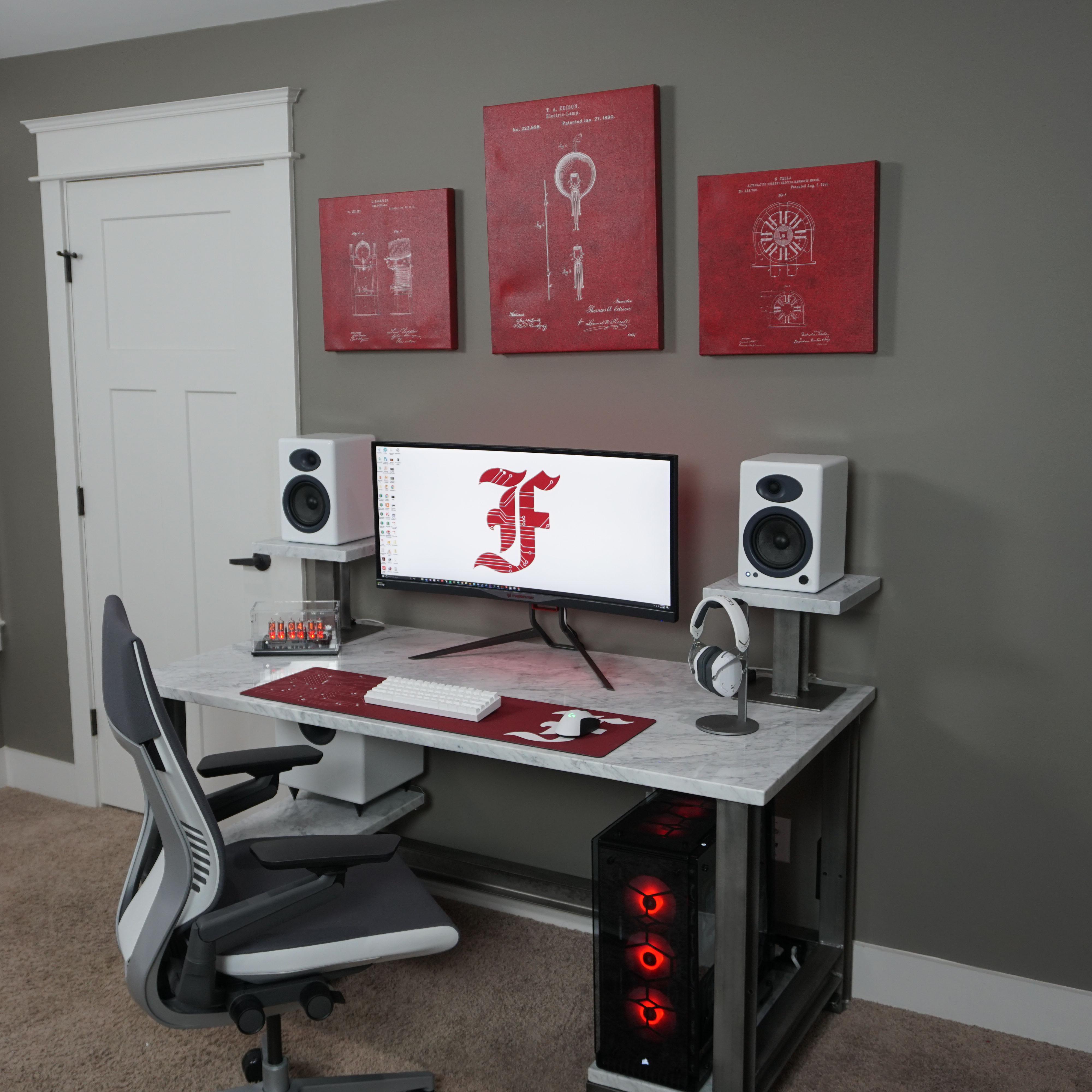 Custom Steel and Marble Desk r/battlestations