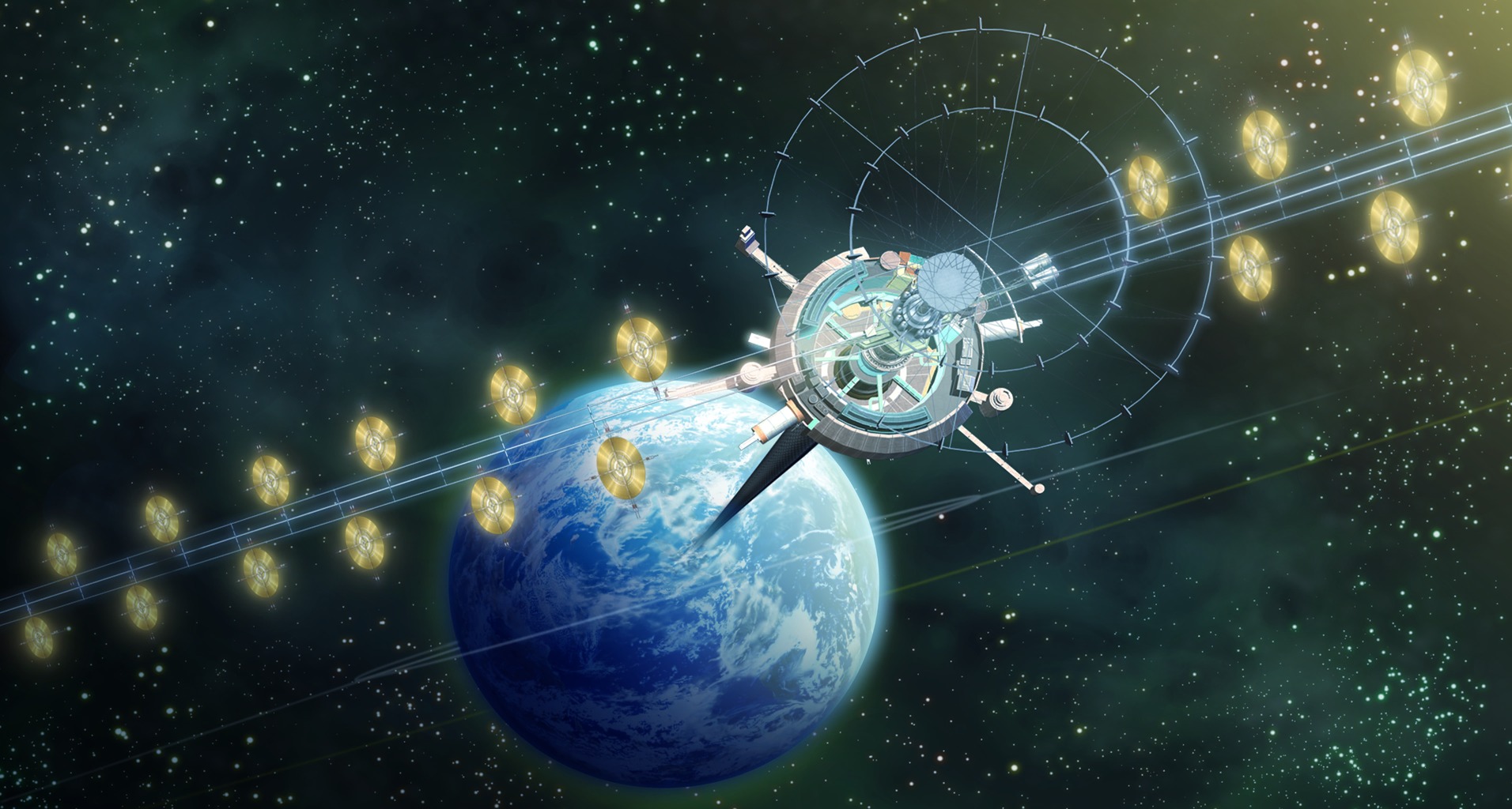 Orbital Elevator with Solar Arrays from Gundam 00 r/ImaginaryTechnology