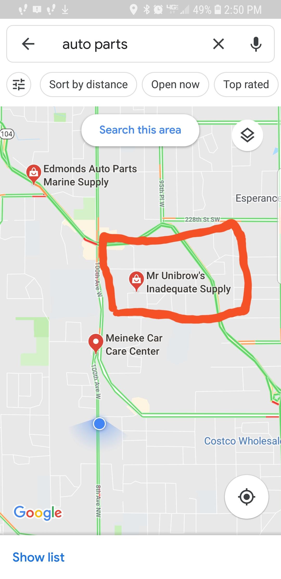 Searched Google maps for auto parts. r/funny