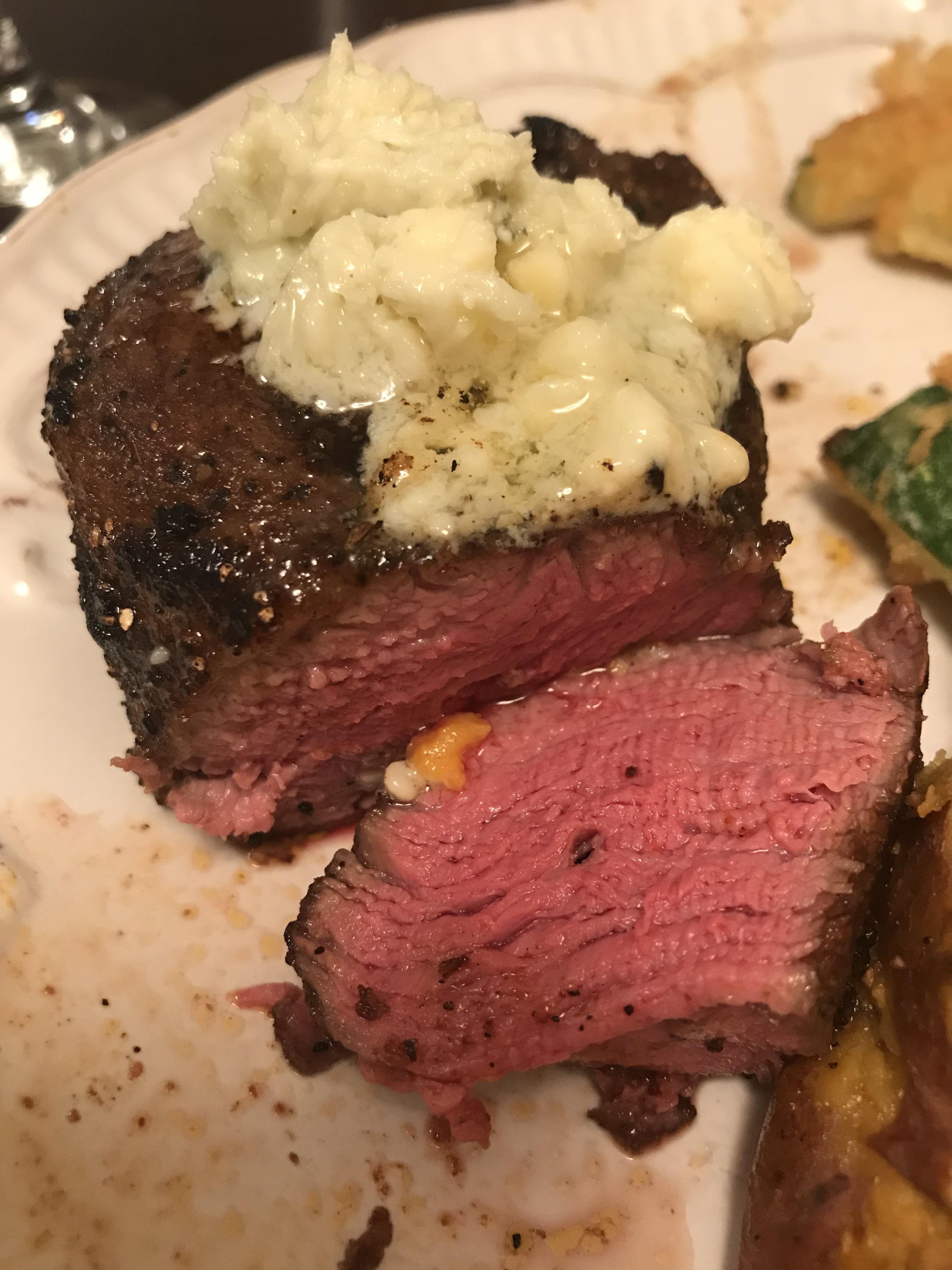 Filet mignon with a blue cheese butter. r/steak