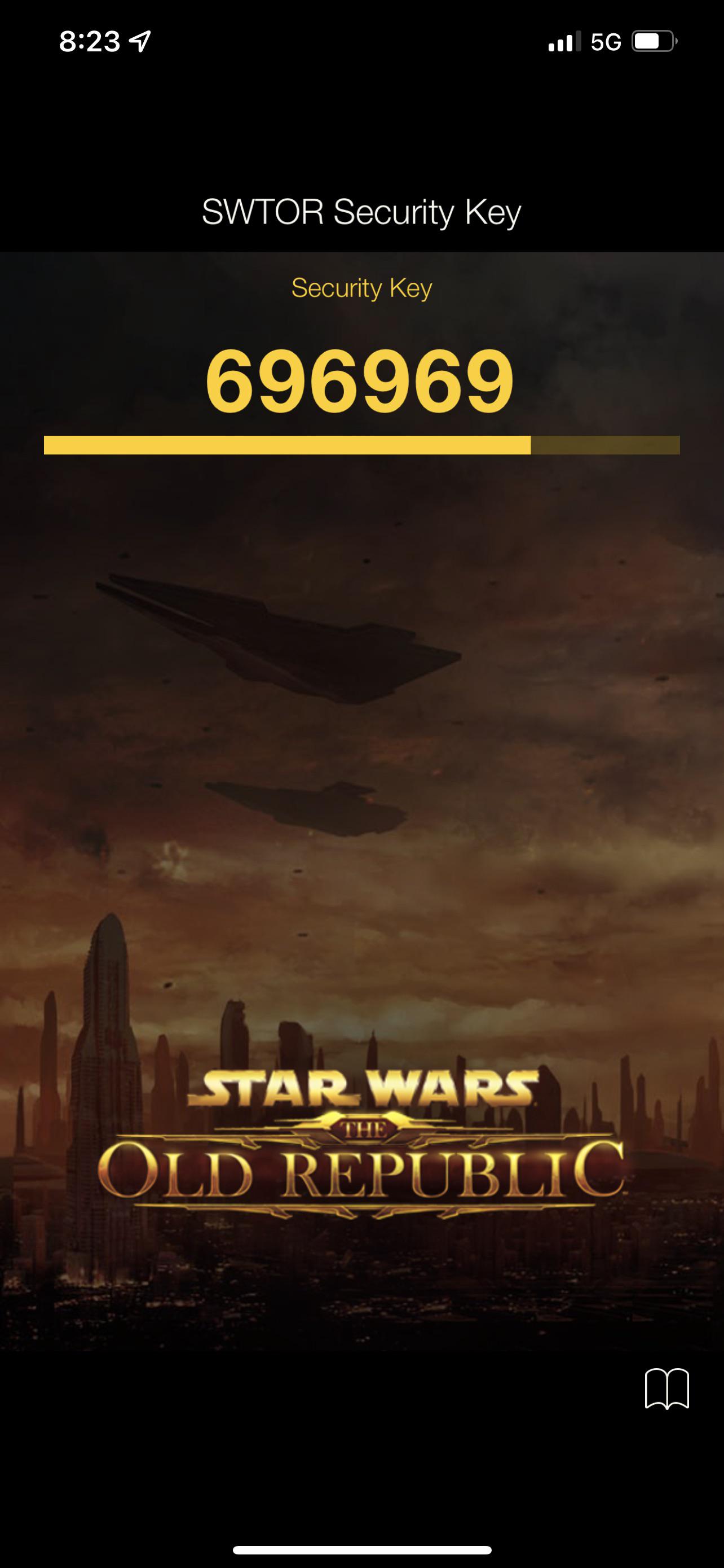 Just started using the security key. Nice r/swtor