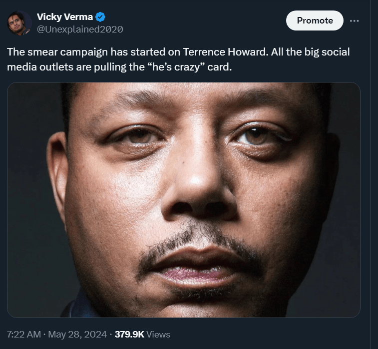 The smear campaign has started on Terrence Howard. All the big social