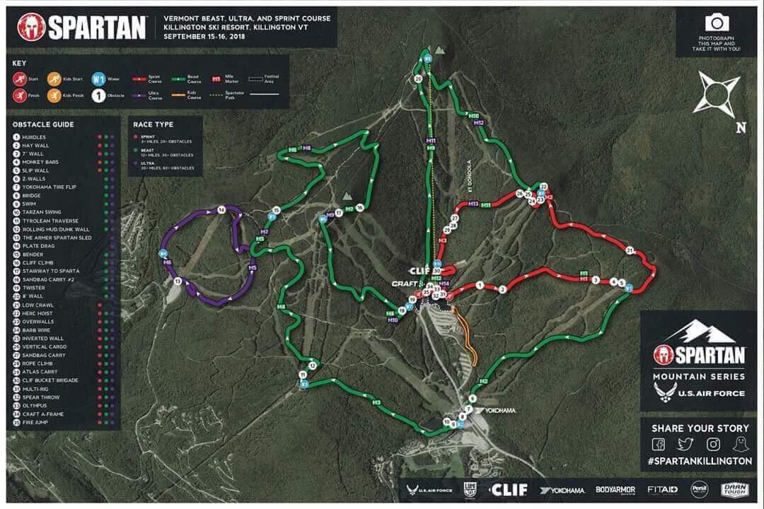 Spartan Killington Beast/Ultra/Sprint Map 2018 spartanrace