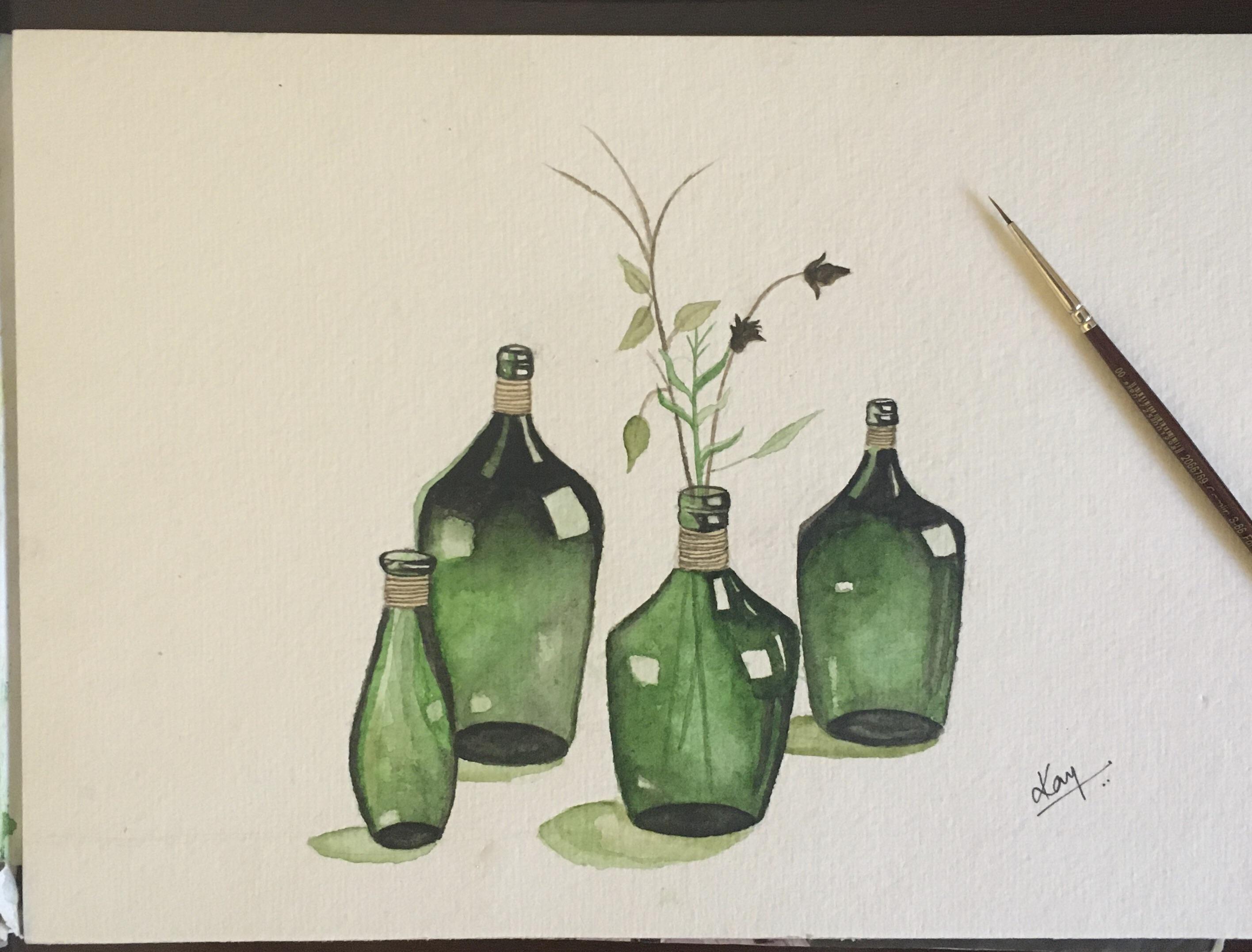 Trying to paint glass bottles r/Watercolor