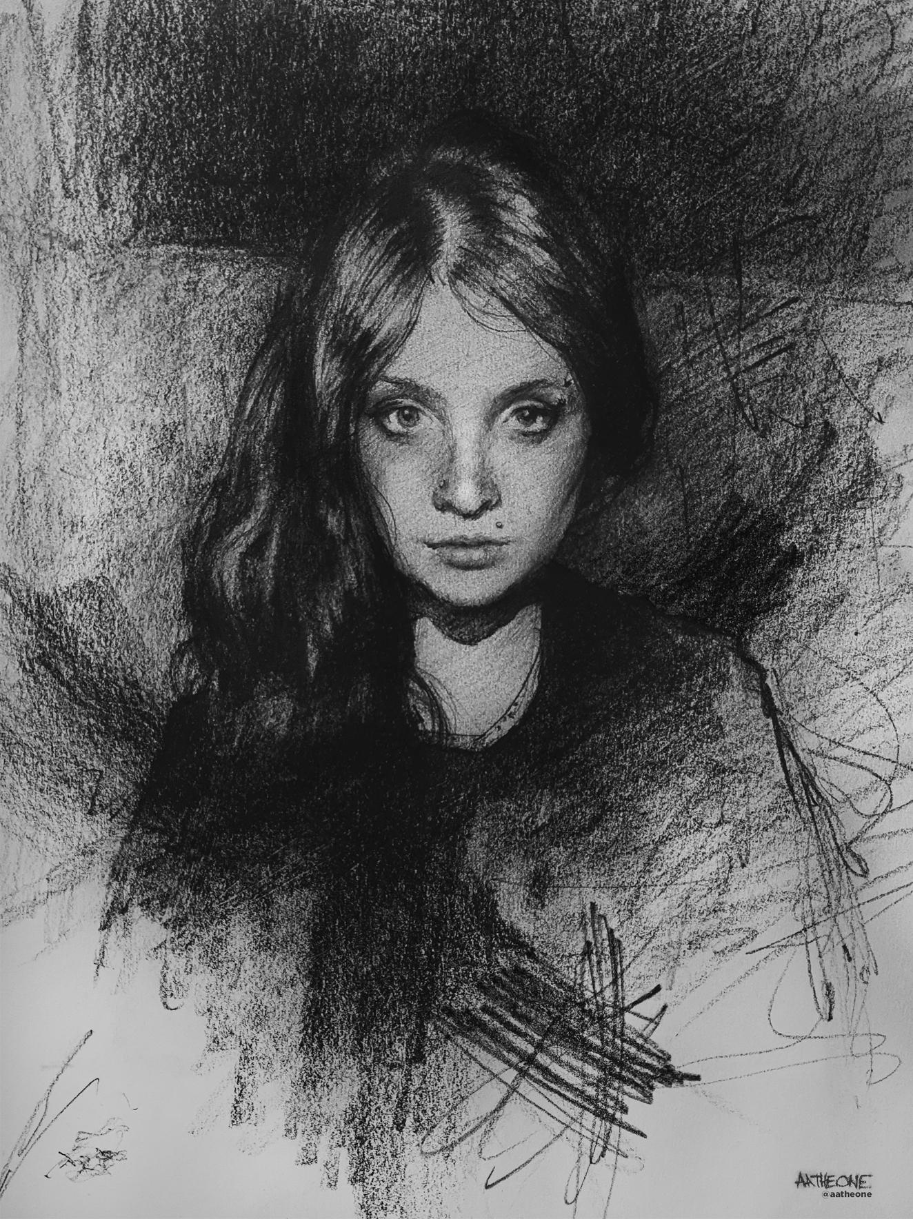 portrait drawing, practicing backgrounds r/drawing