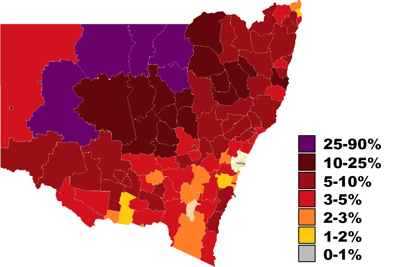 Percentage of Indigenous Australians out of Total Population by Local