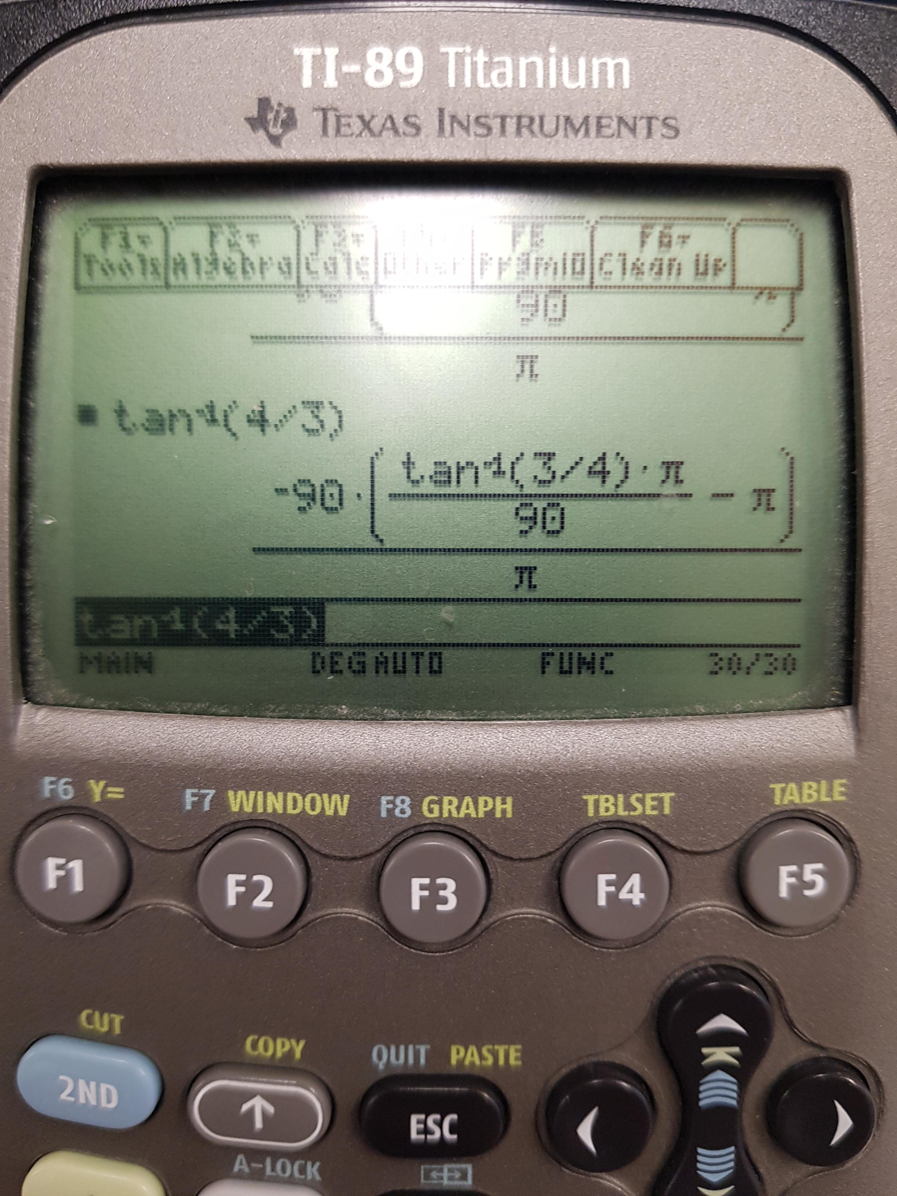 Why is the TI 89 evaluating arcTan incorrectly?(how can I get the answer in degrees) r/calculators