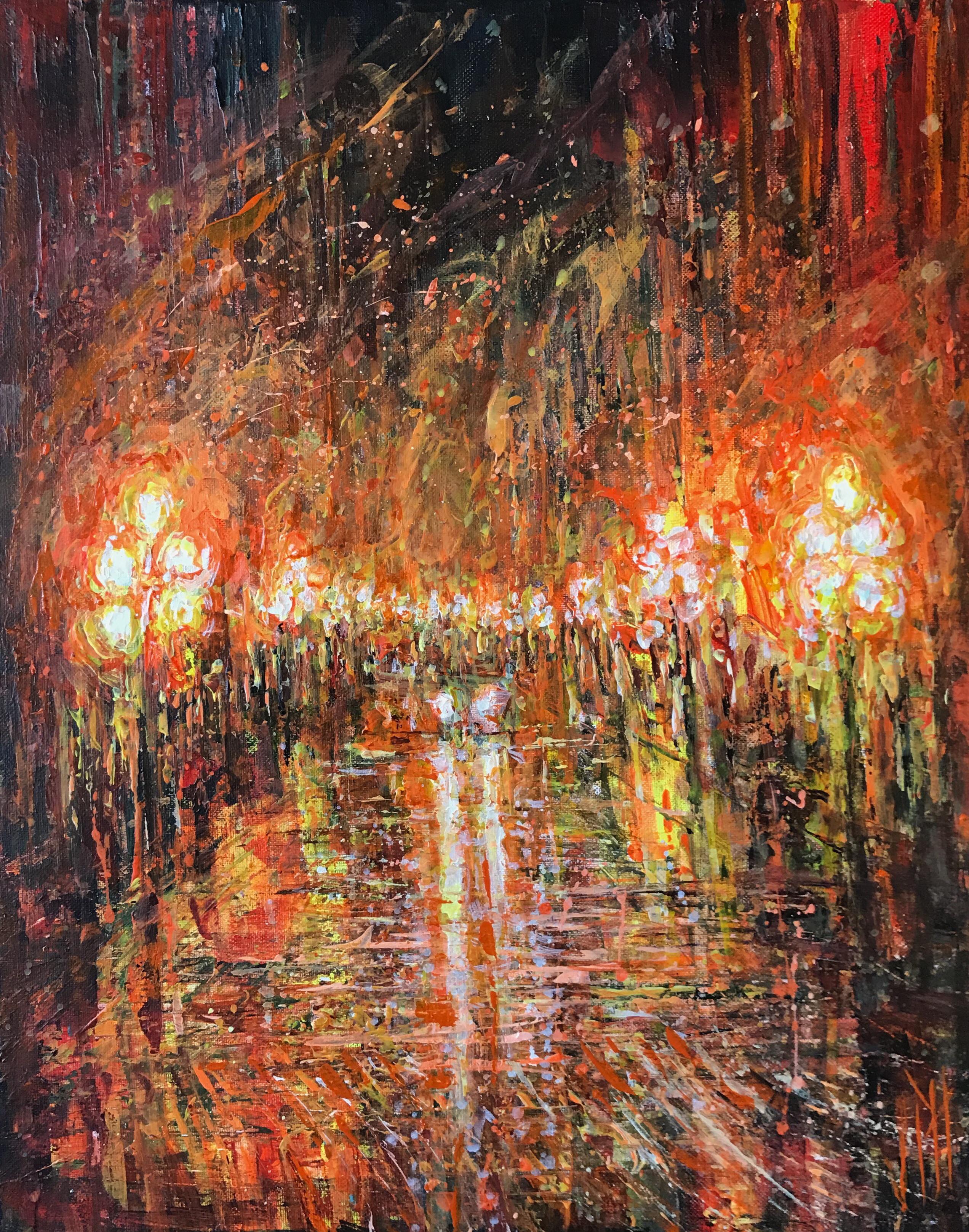 A moody night in Gastown, acrylic painting. r/vancouver