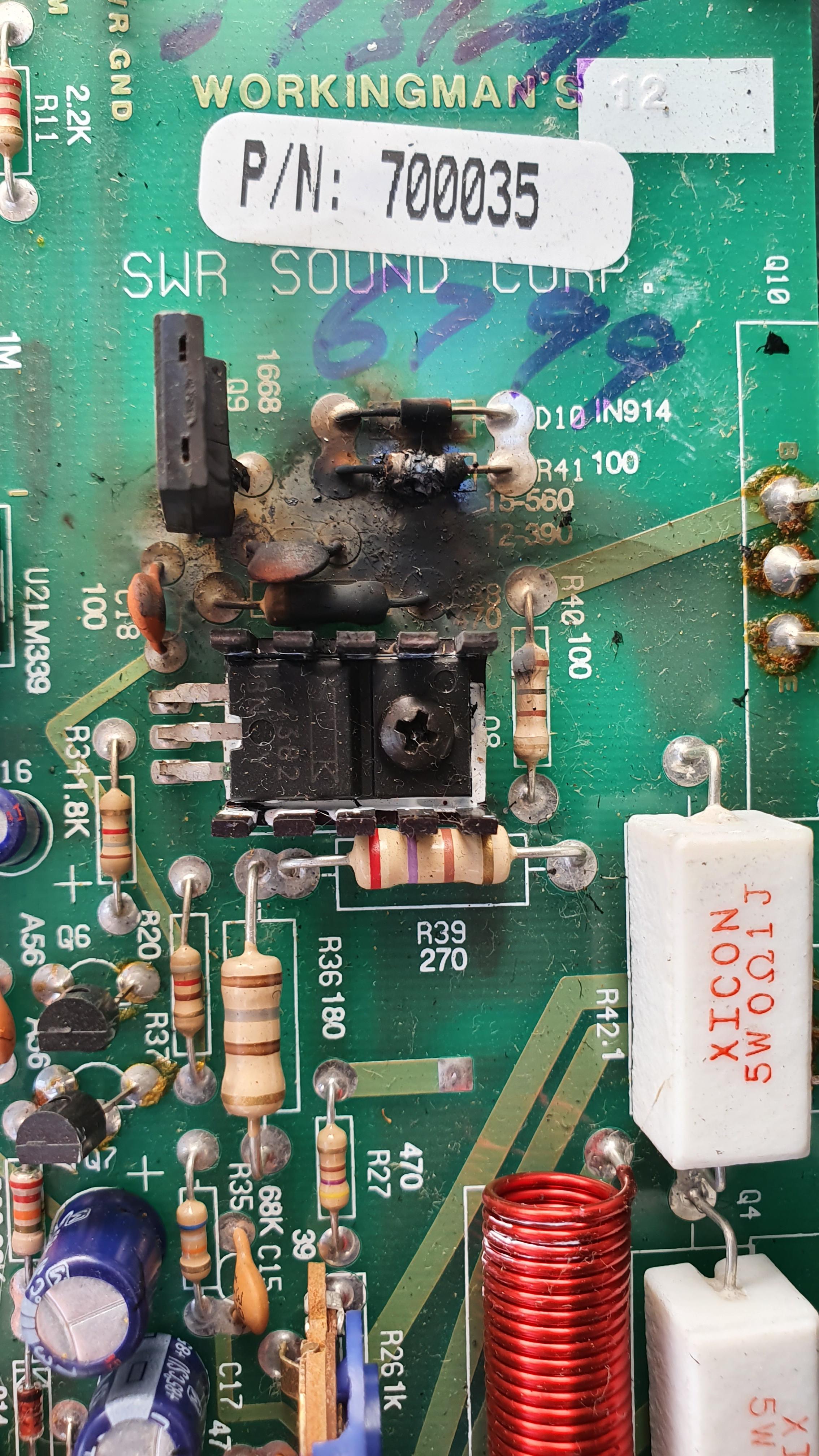 HELP with circuit board inside amp Resistor has burnt out, is this