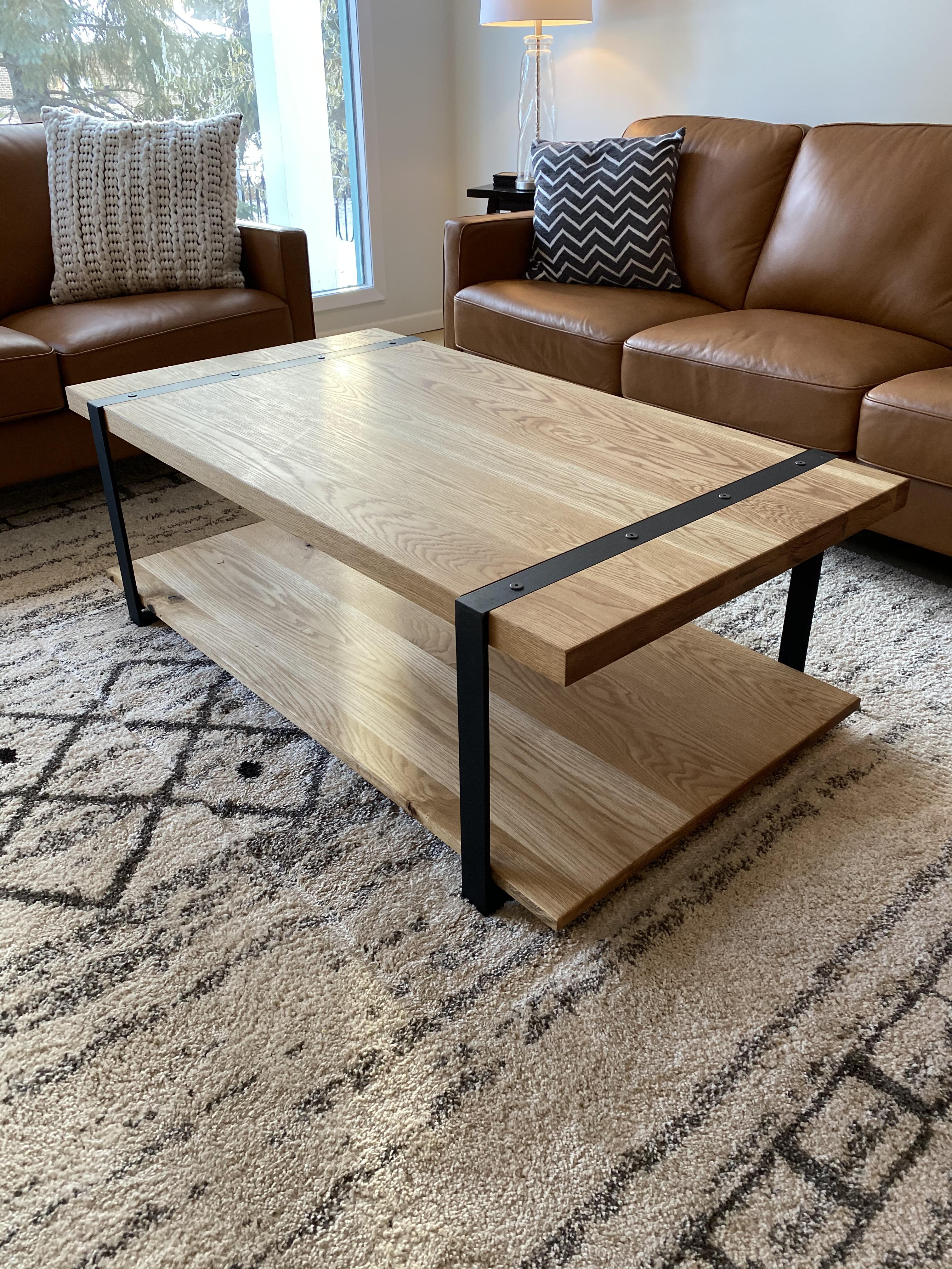 White oak and steel table I just finished. First time fabricating my