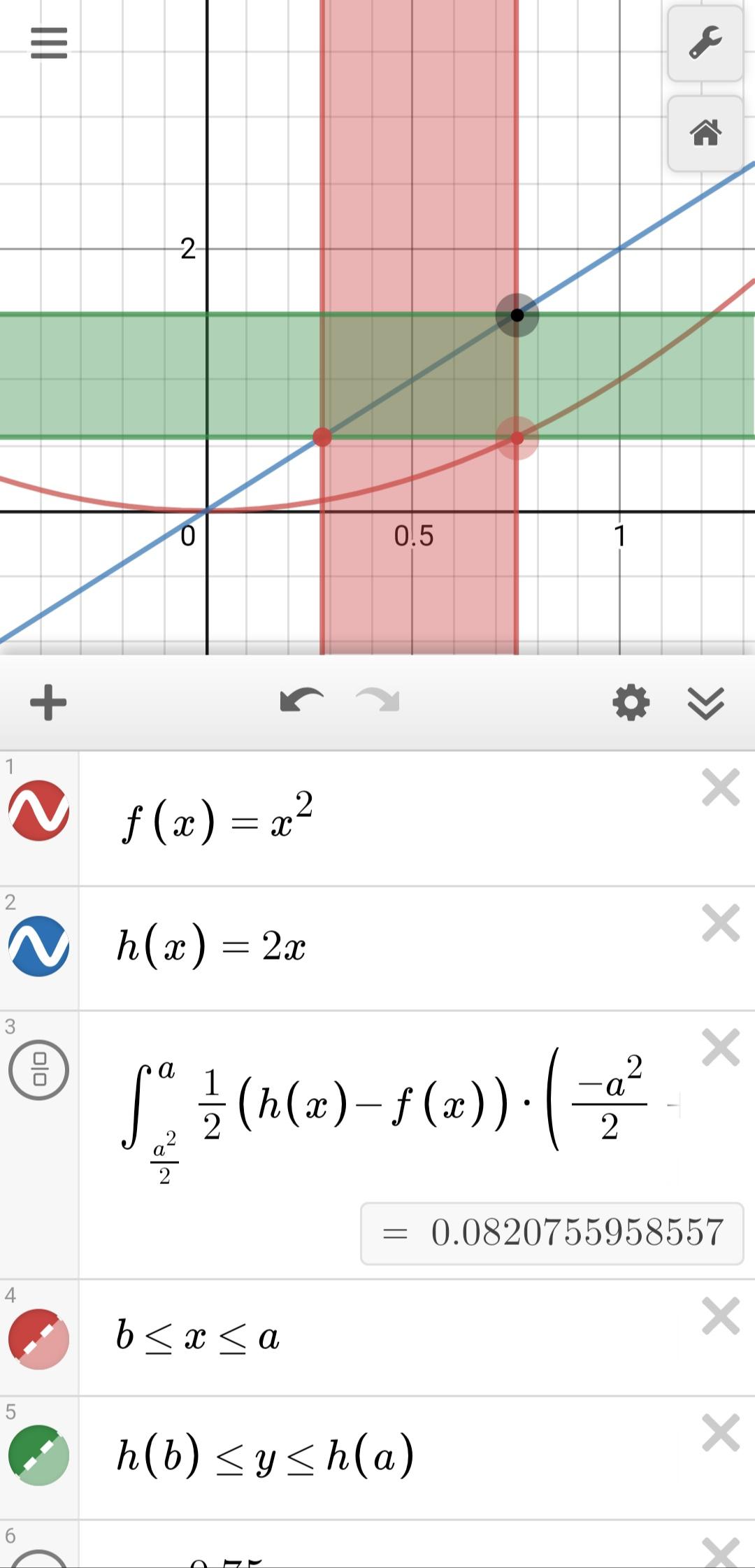 How can I highlight the triangle area that I calculated the integral