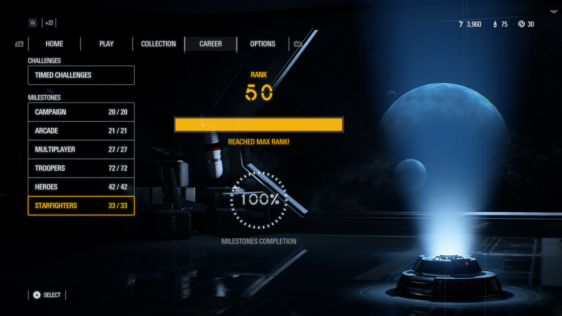 100 Milestones Completion r/StarWarsBattlefront