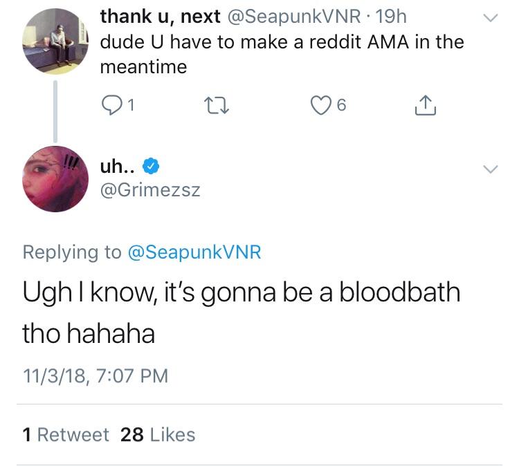 Reddit AMA soon? r/Grimes