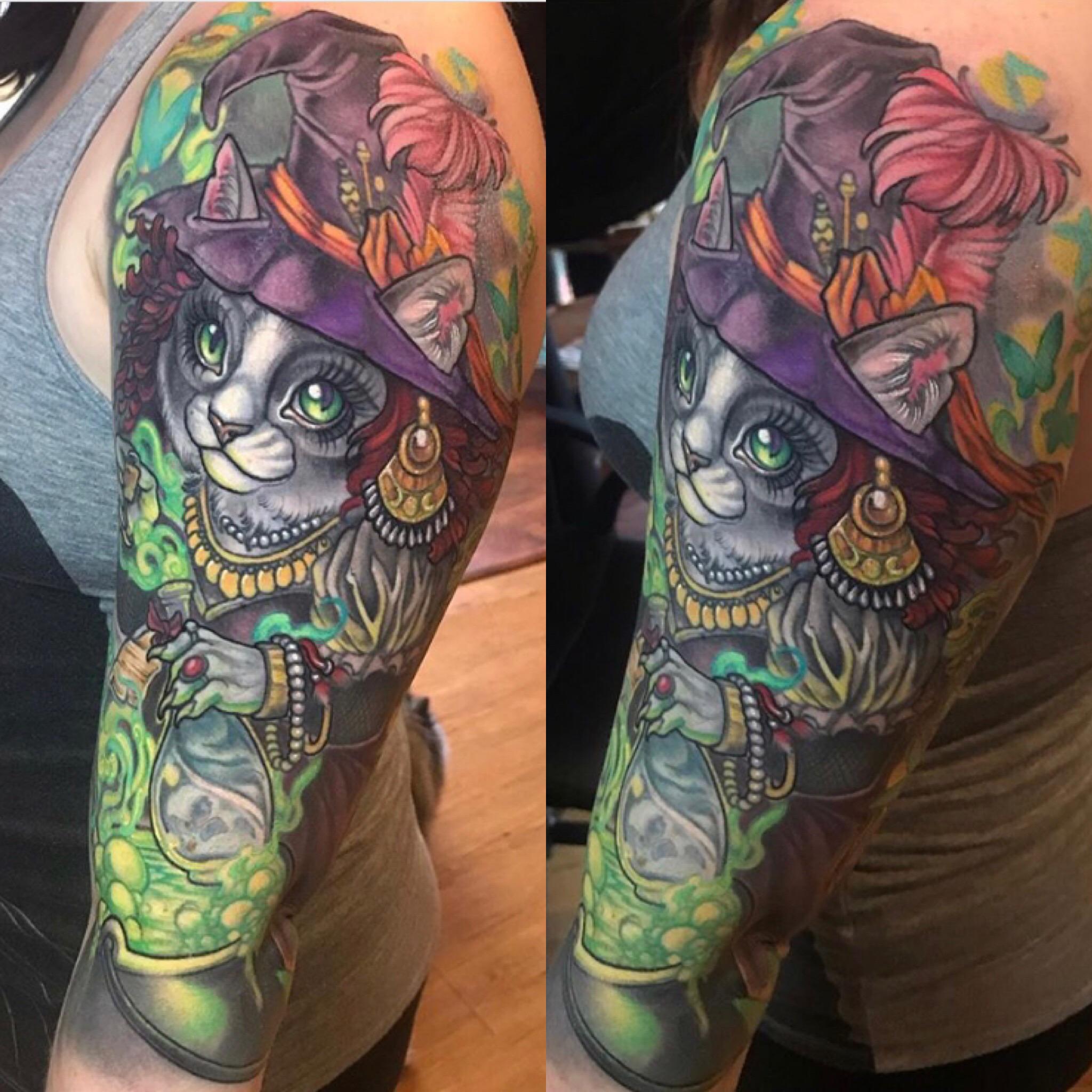 My witch Sleeve by Alisha Harding at Materia Tattoo Downingtown, PA