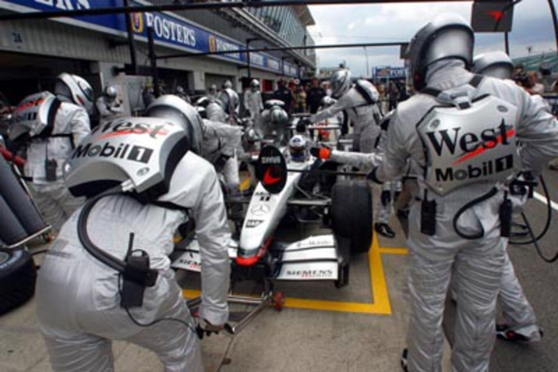 Remembering McLaren's water cooled pit crew suits. They also had Boss