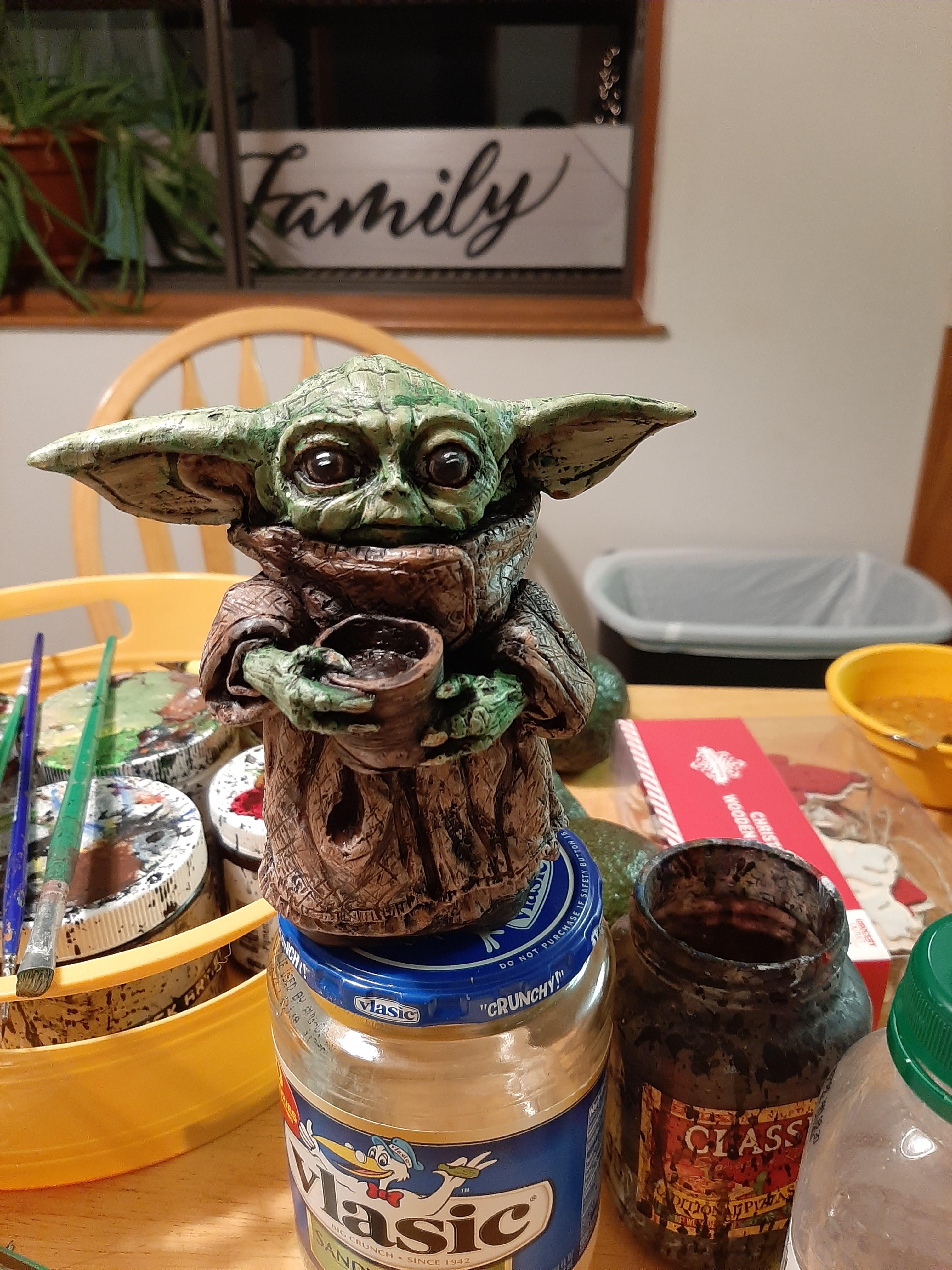 New baby yoda sculpture I just finished! [Self] see more pics on my